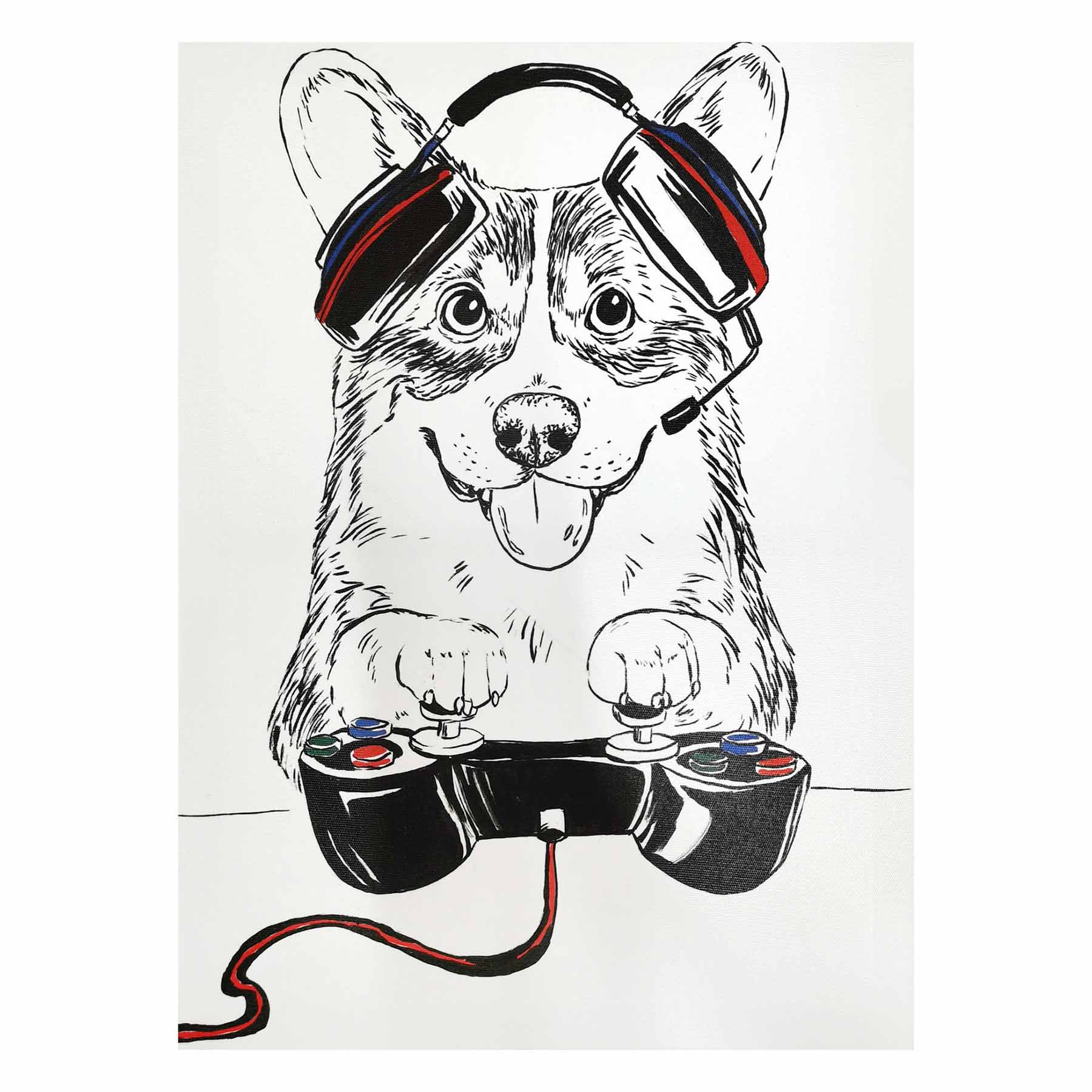 Gamer Corgi Canvas Wall Art, 12x16