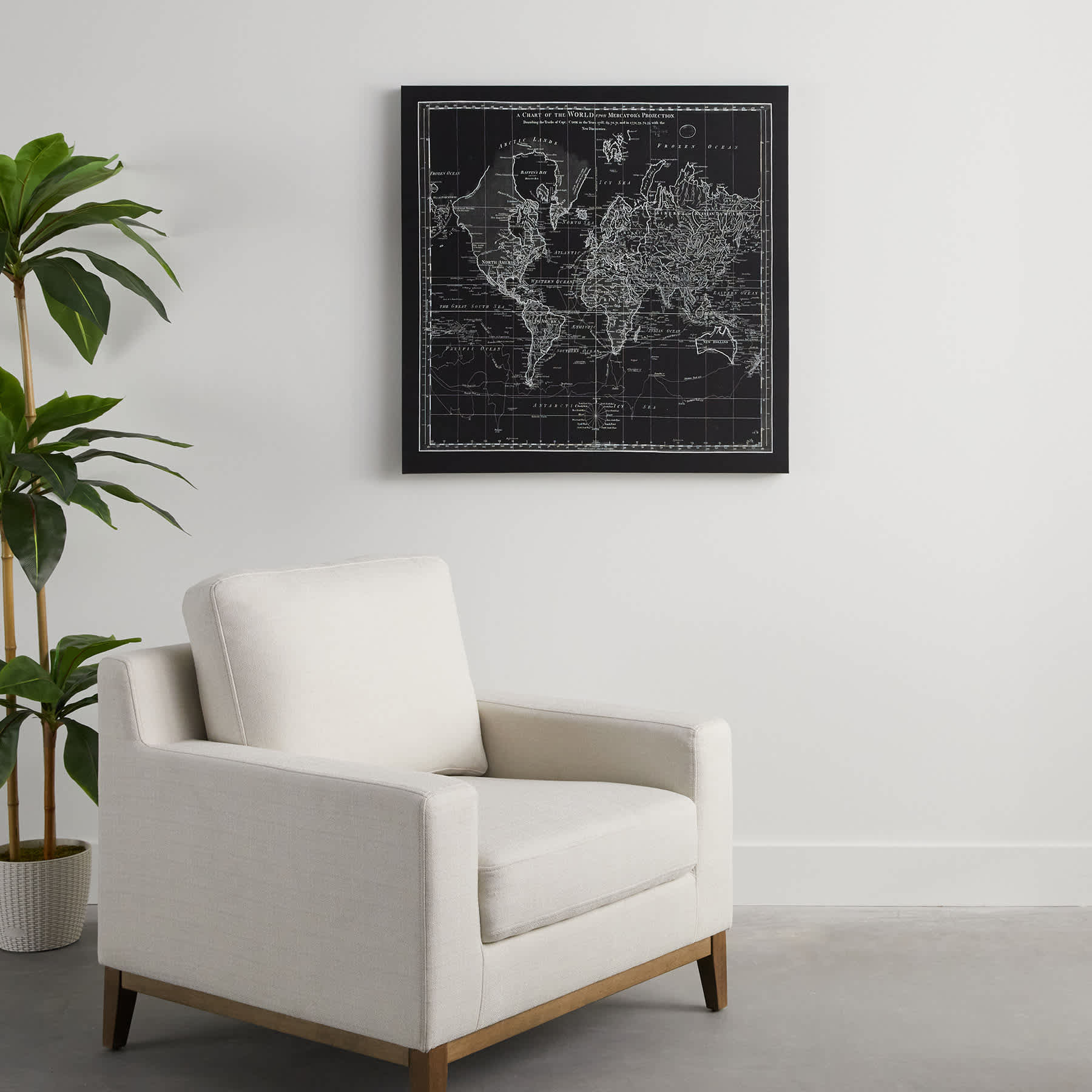Vintage World Chart Canvas Wall Art, 35"