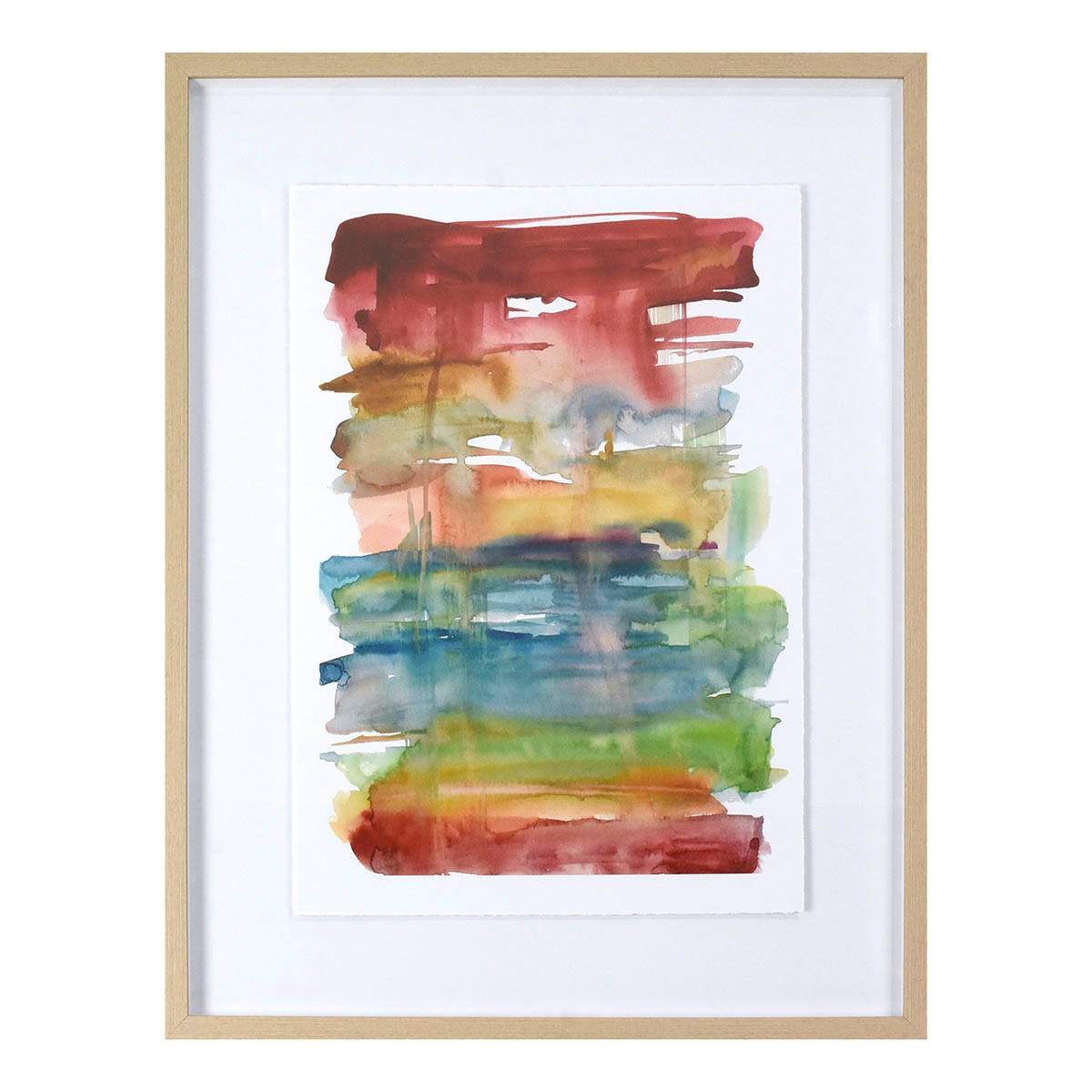 Glass Framed Colorful Abstract Print Wall Art, 23x29