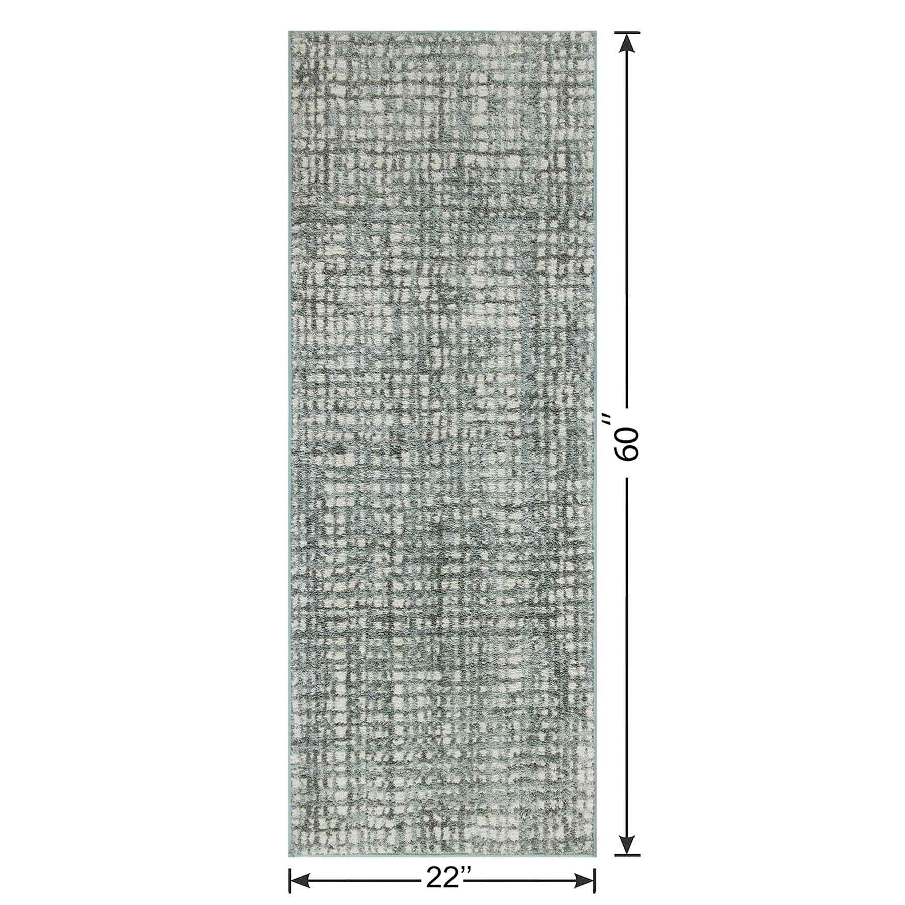 Grayson Sage Abstract Knitted Washable Runner with Gel Latex Back, 22x60
