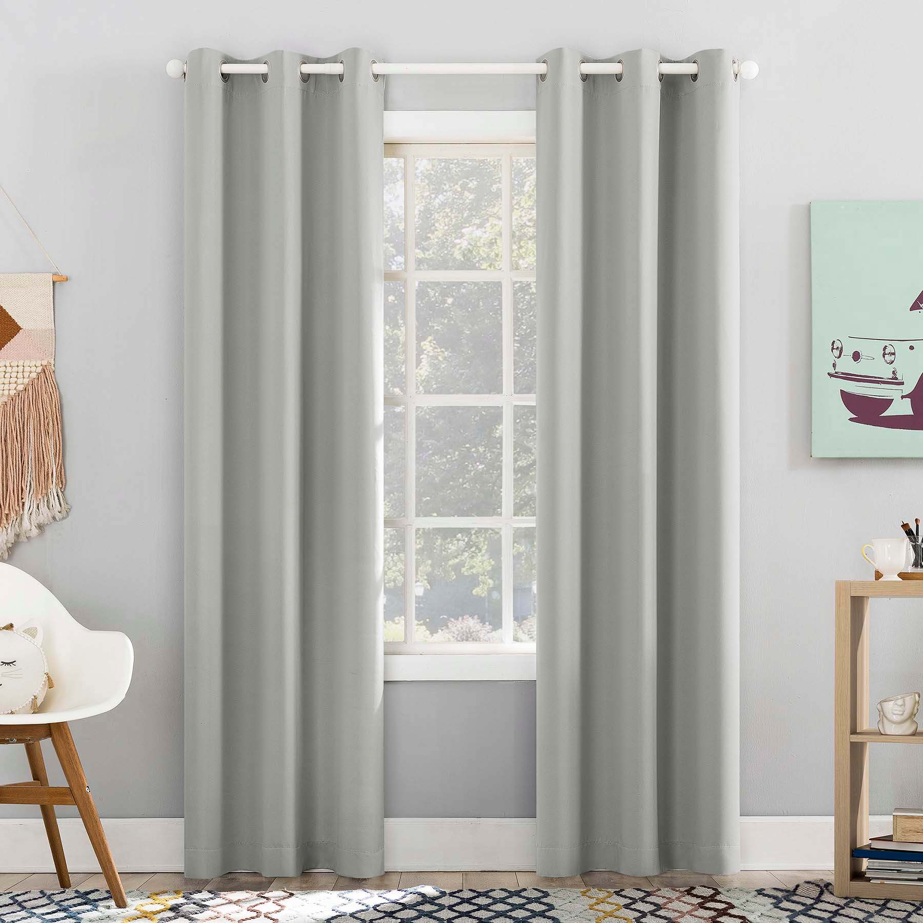 Tiny Dreamers Grey Blackout Grommet Curtain Panel, 84"