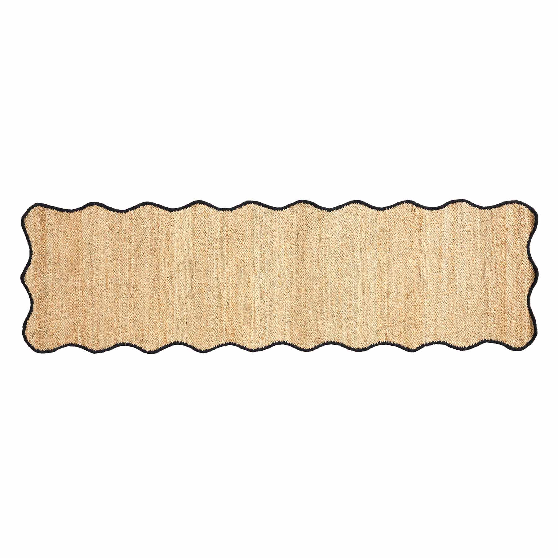 (B891) Juniper Jute with Scalloped Black Trim Area Runner, 2x7