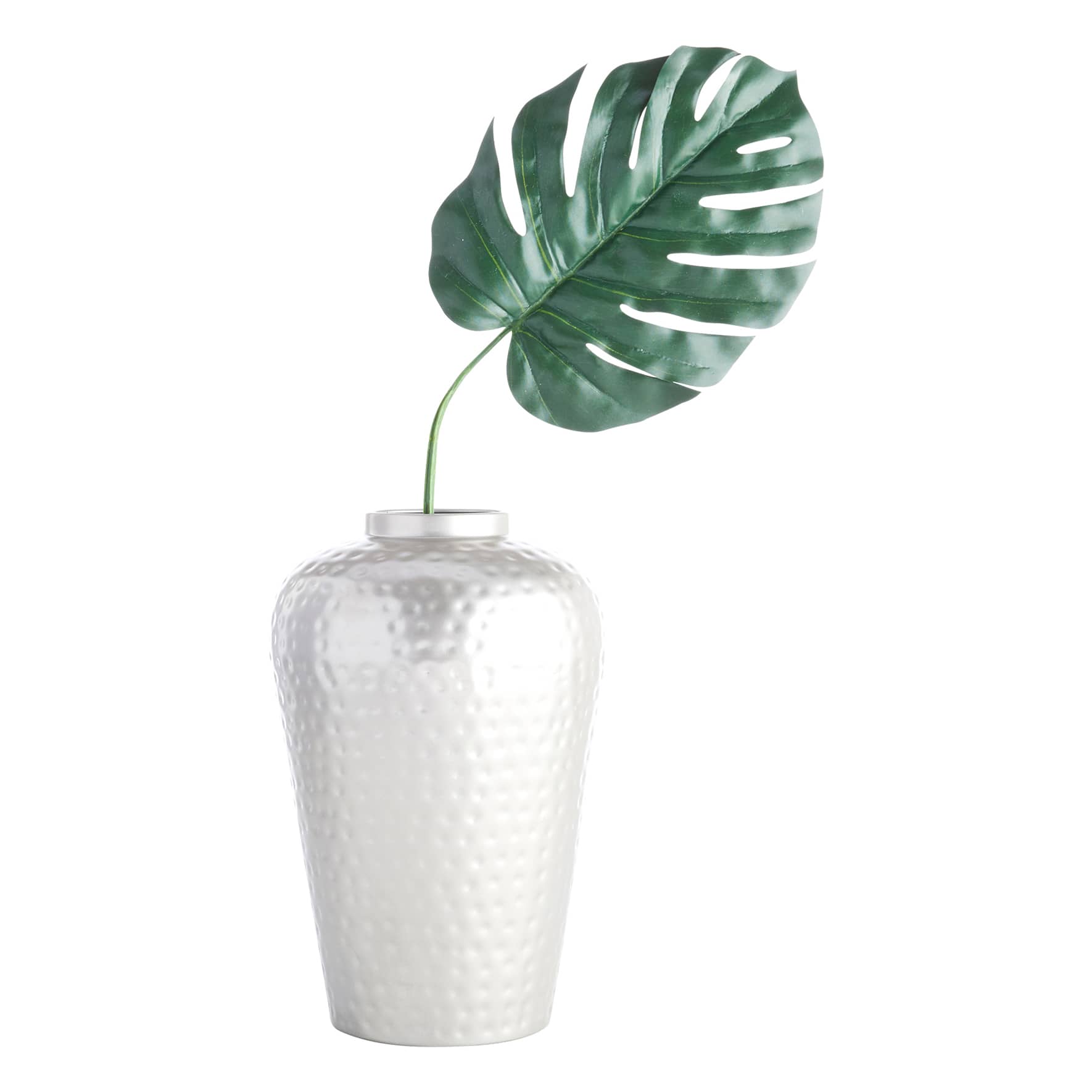 Silver Hammered Metal Vase, 15.5"