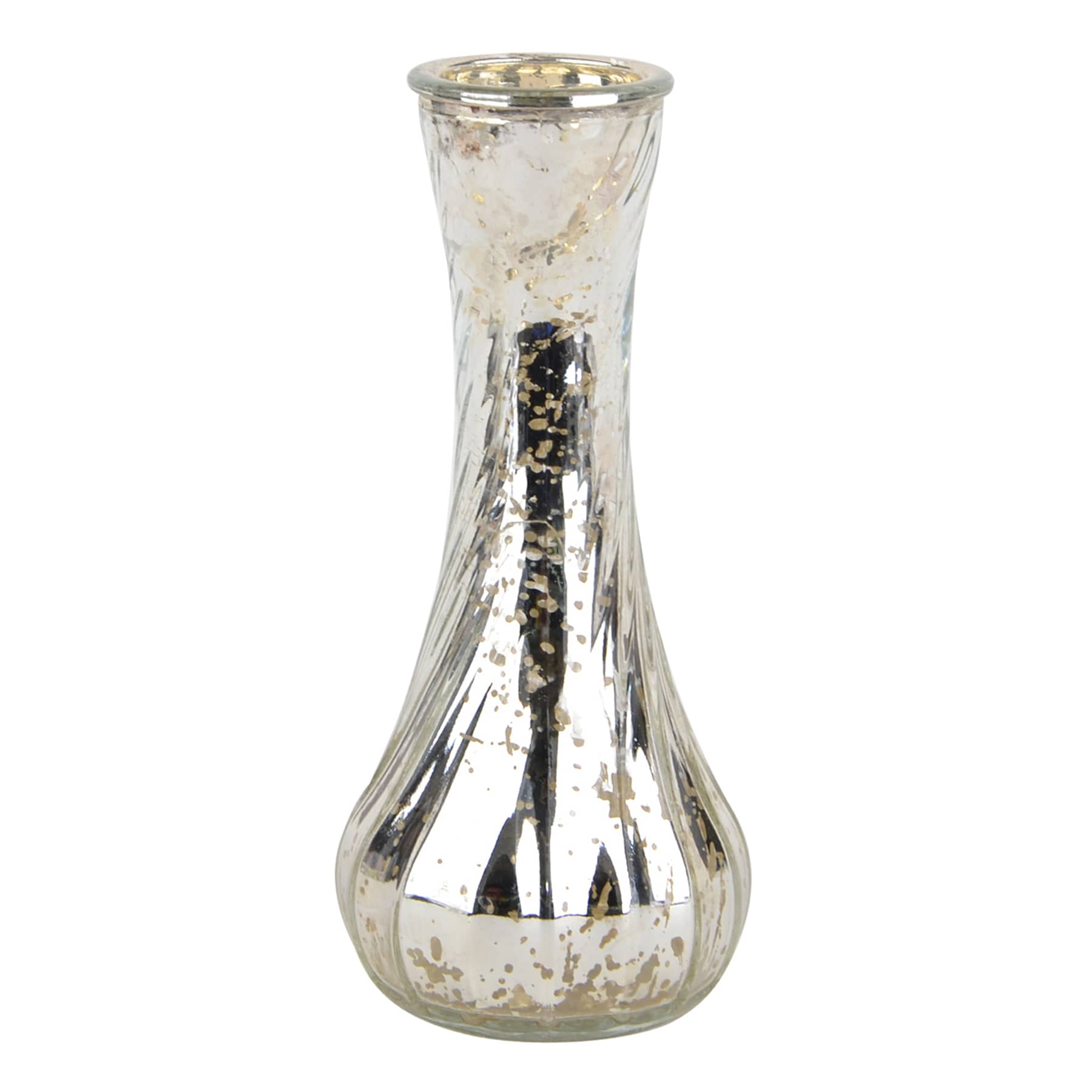 Silver Mercury Glass Bud Vase, 6"
