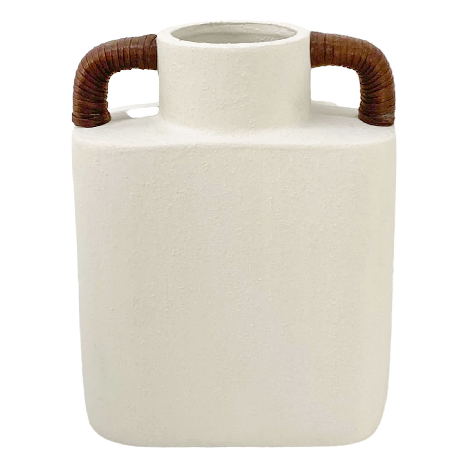 Found & Fable White Vase with Wrapped Handles, 8.3"