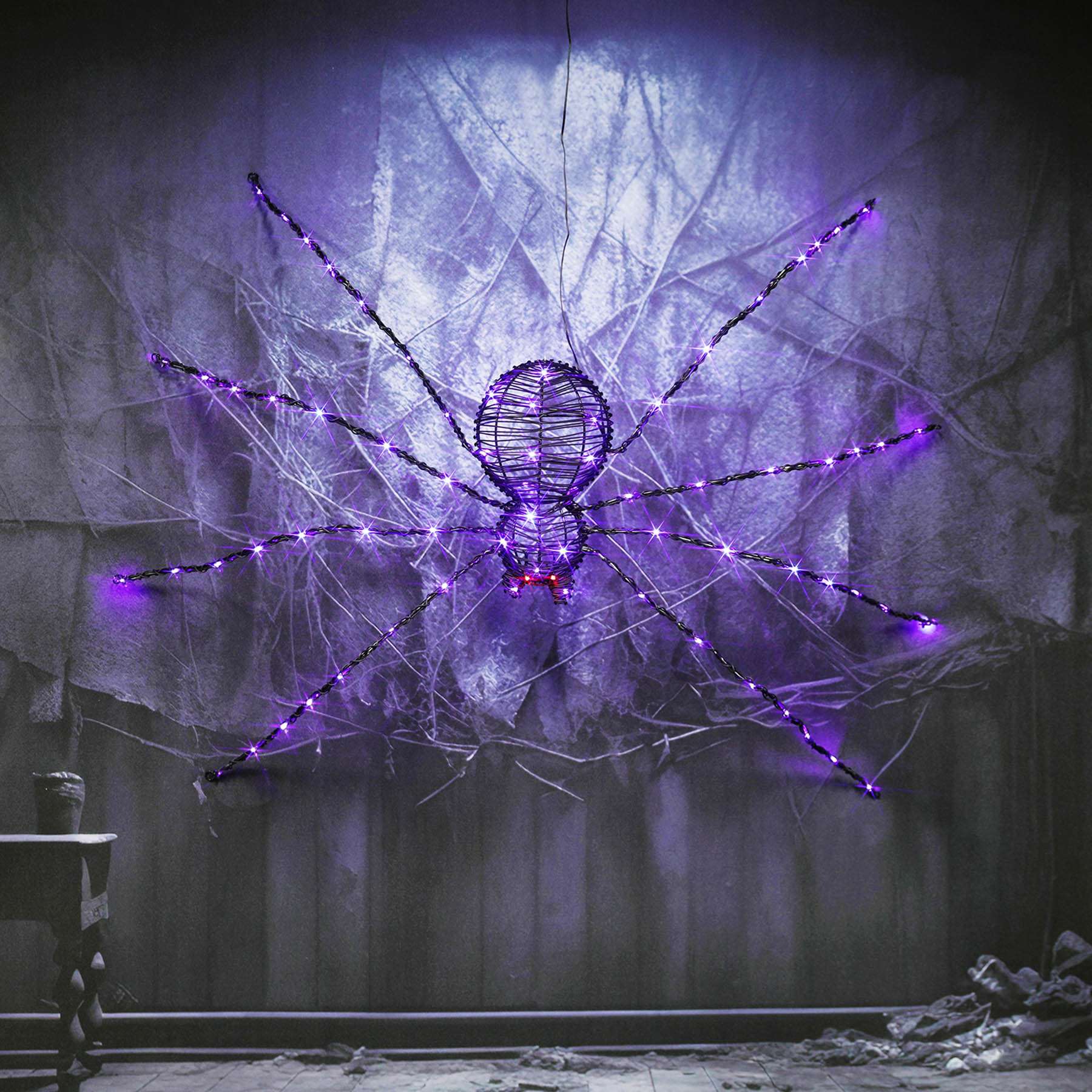 Lighted Posable Spider, 4'