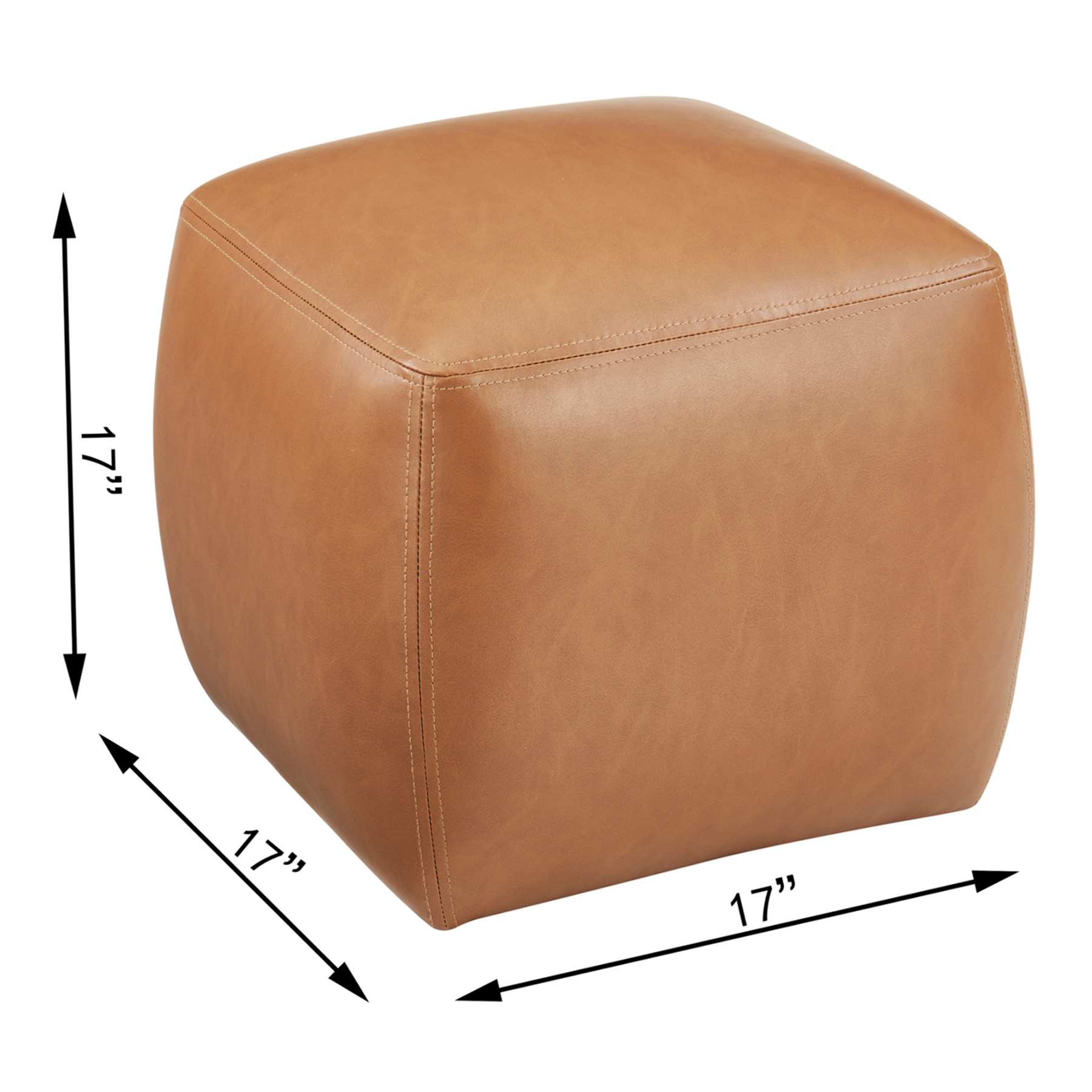 Honeybloom Beau Faux Leather Ottoman, Cognac