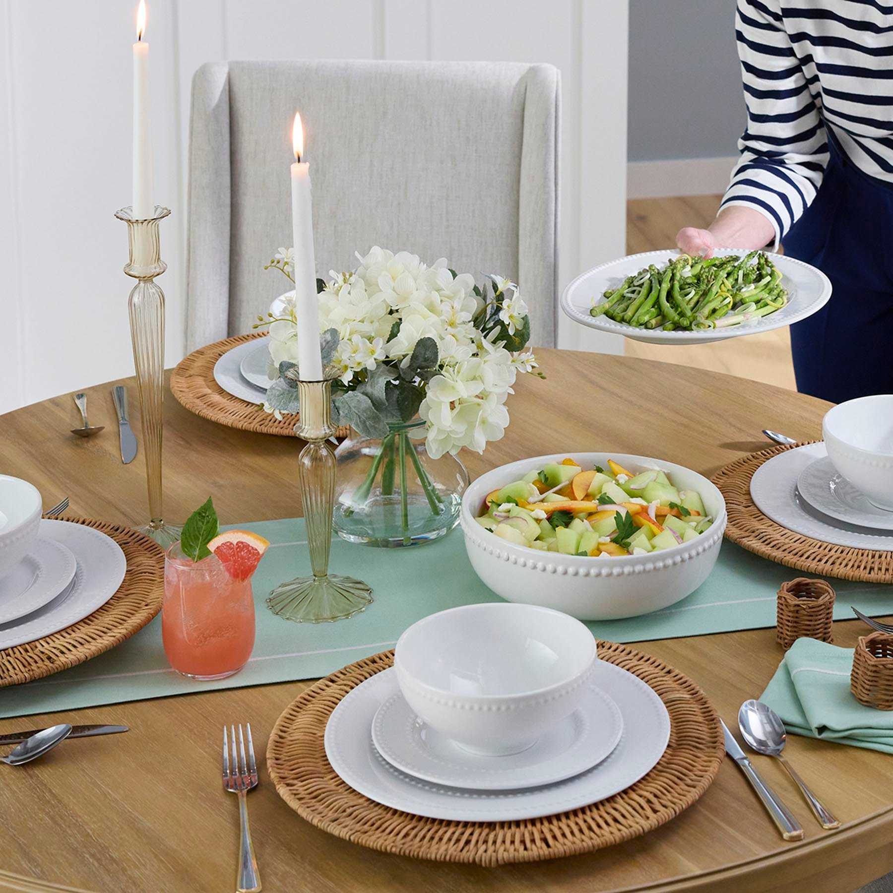 Providence White Beaded Salad Plate