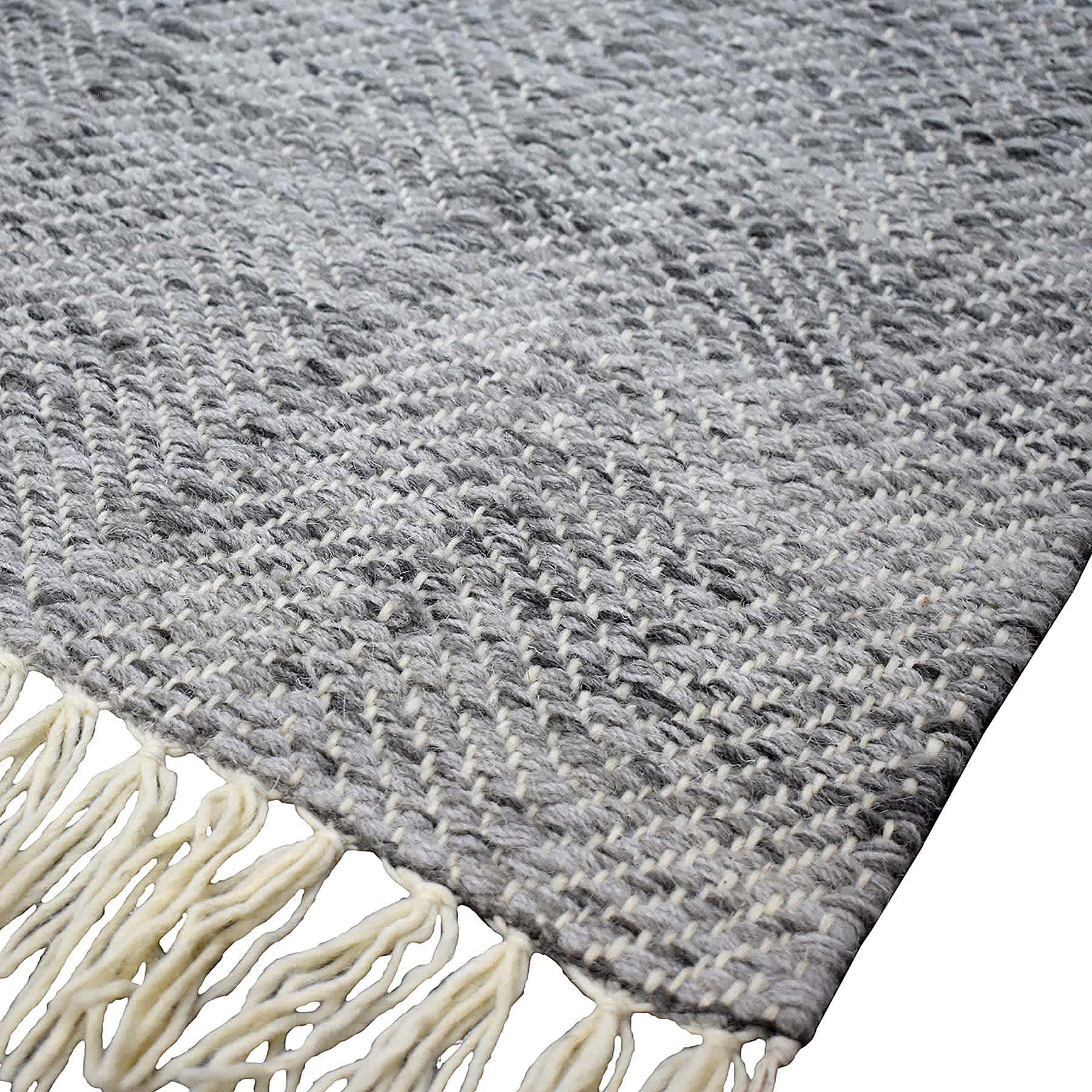 (B799) Crosby St. Grey Herringbone Area Rug, 5x7