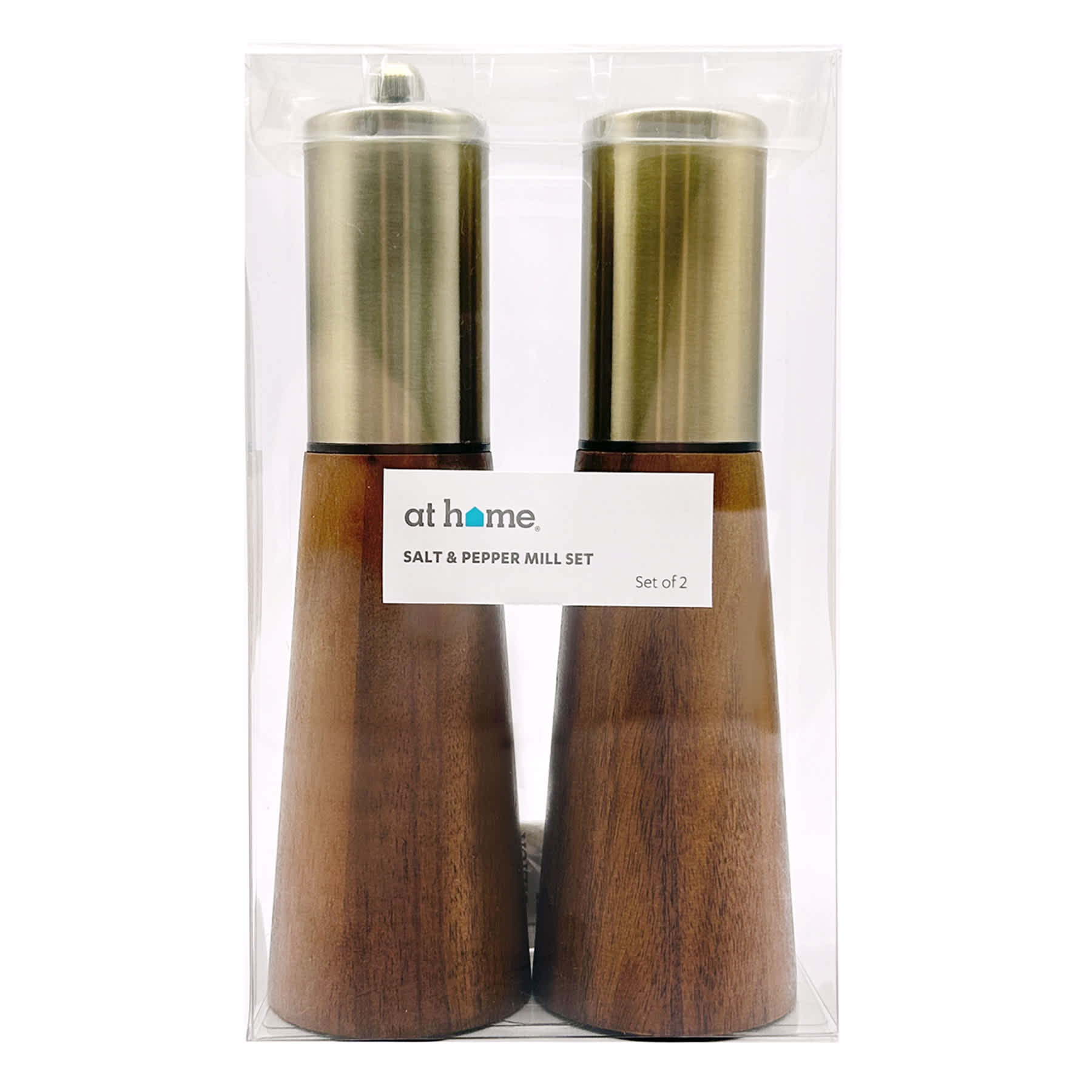 Acacia Wood & Metal Salt Shaker & Pepper Mill Set