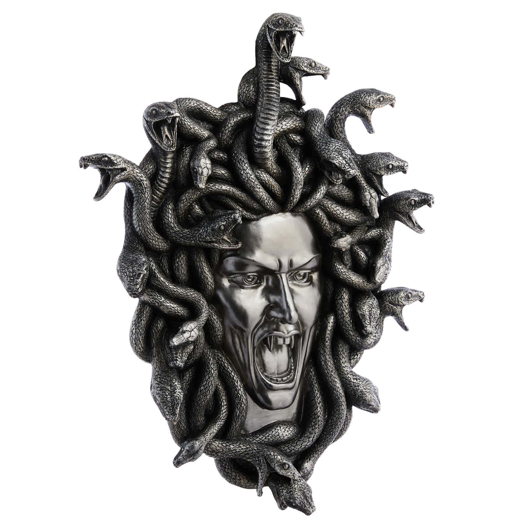 Resin Gorgon Medusa Snake Goddess Head Wall Decor, 13"
