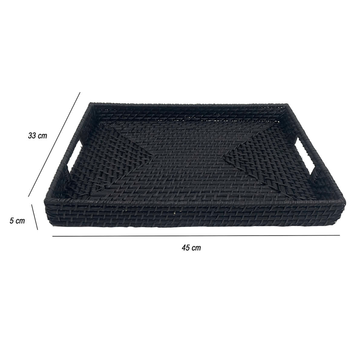 Black Rectangle Rattan Tray, 17x12