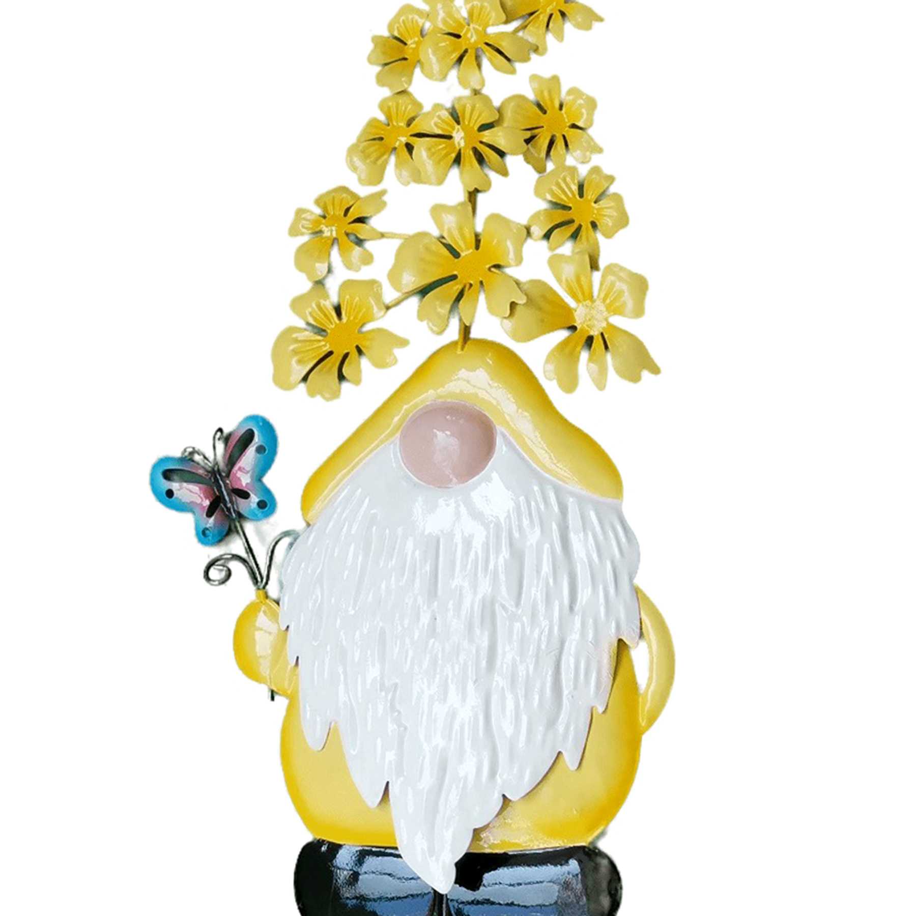 Sunny Club Yellow Flower Cap Gnome Yard Stake, 23.6"