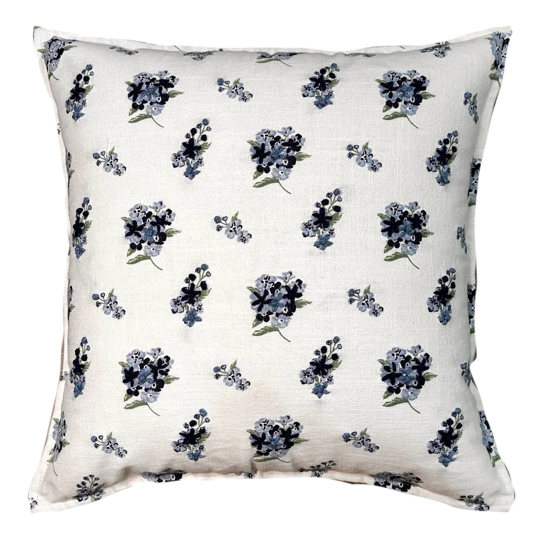 Providence White & Blue Ditsy Floral Throw Pillow, 18"