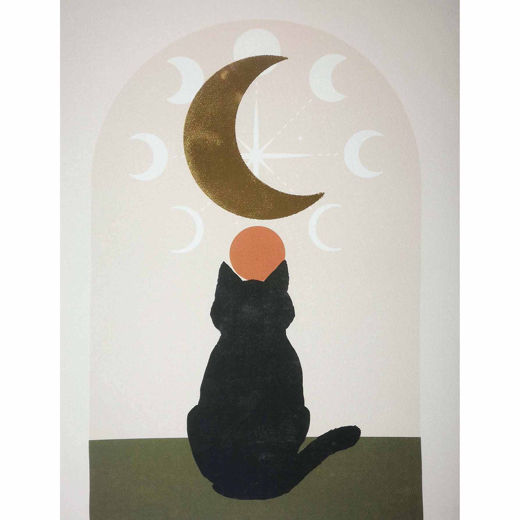 Cat & Moon Canvas Wall Art, 12x16