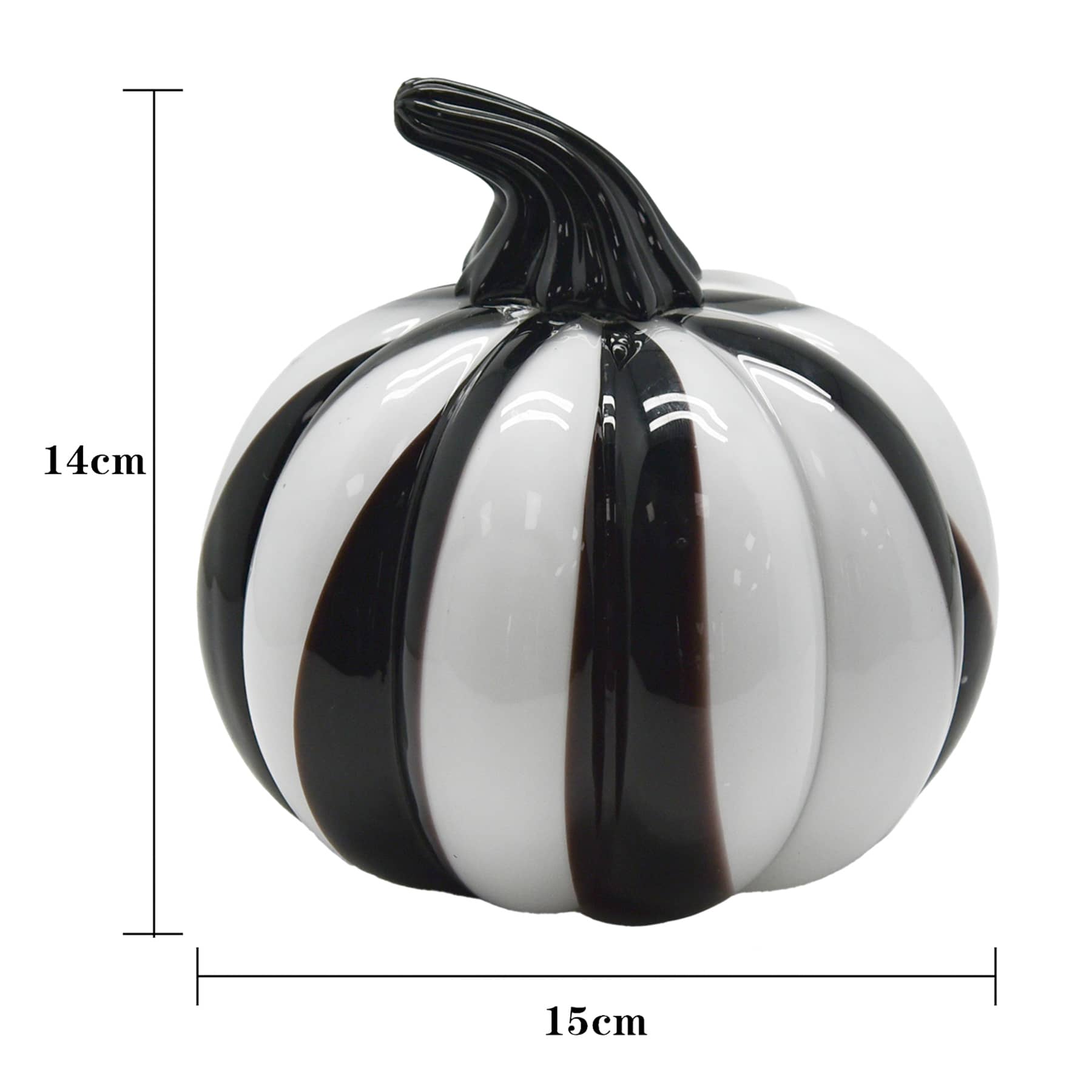 Spellbound Black & White Glass Pumpkin, 5"