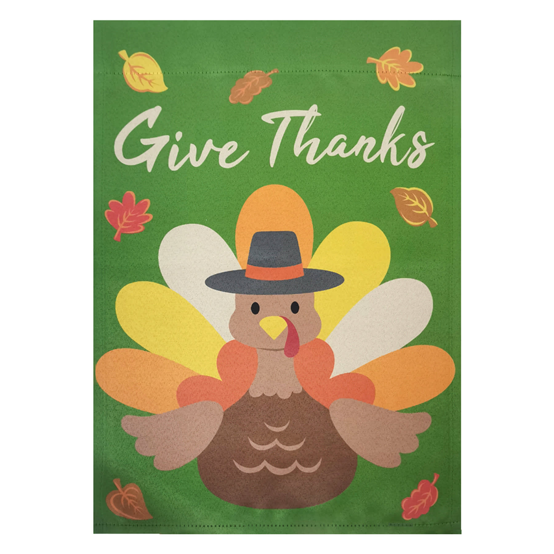 Homespun Harvest Give Thanks Turkey Flag, 18"