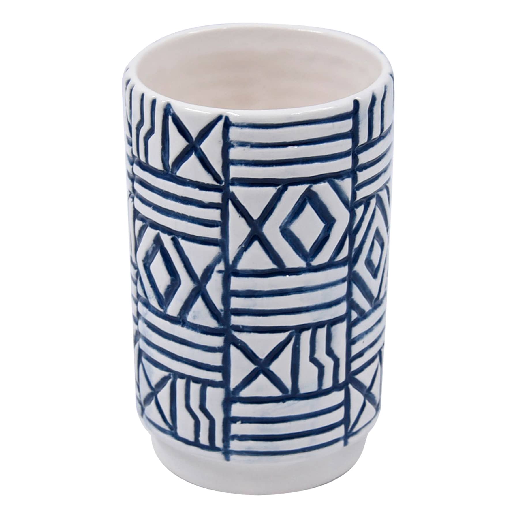 Tracey Boyd Blue Patterned Ceramic Vase, 5"