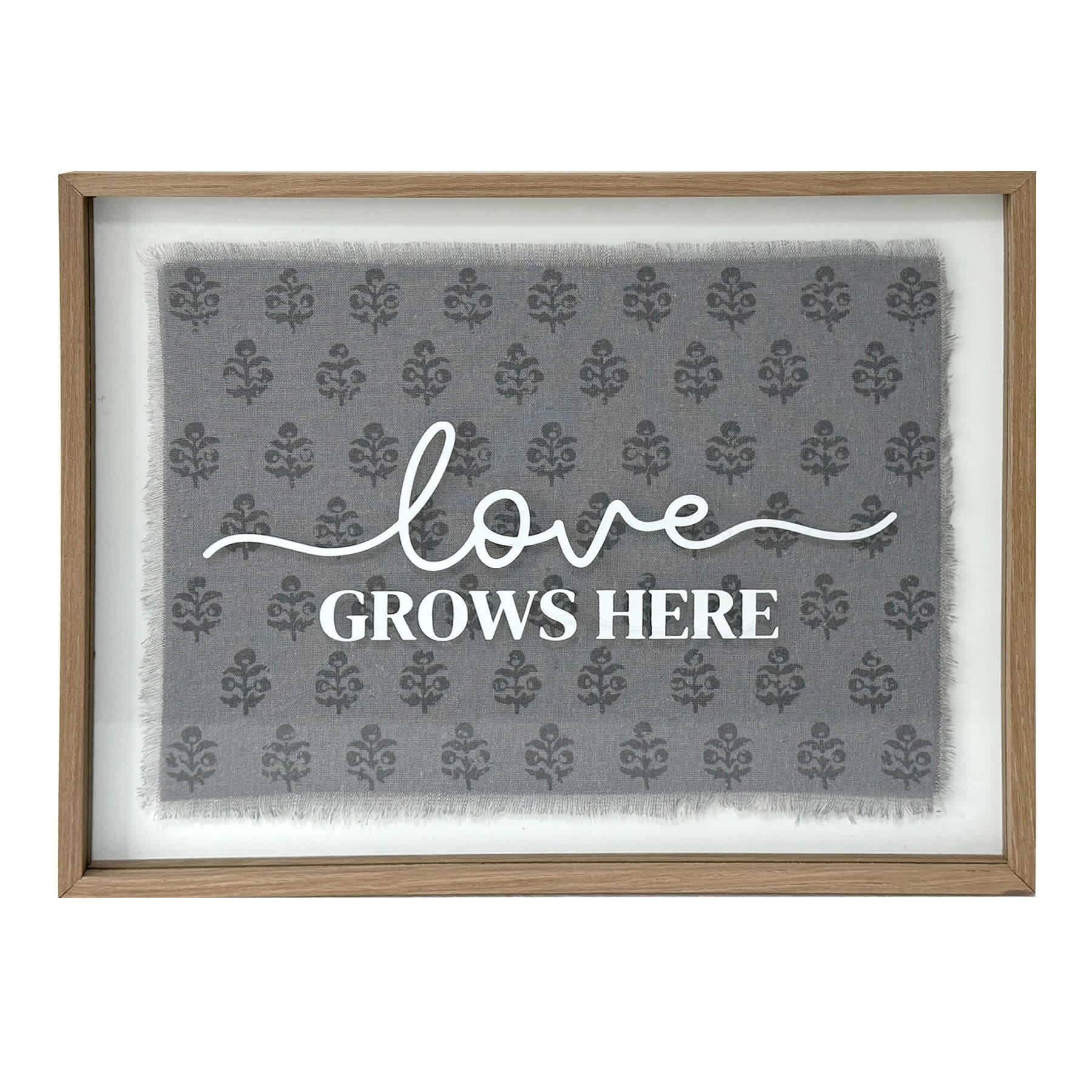 Honeybloom Glass Framed Love Grows Here Print Wall Sign, 20x16