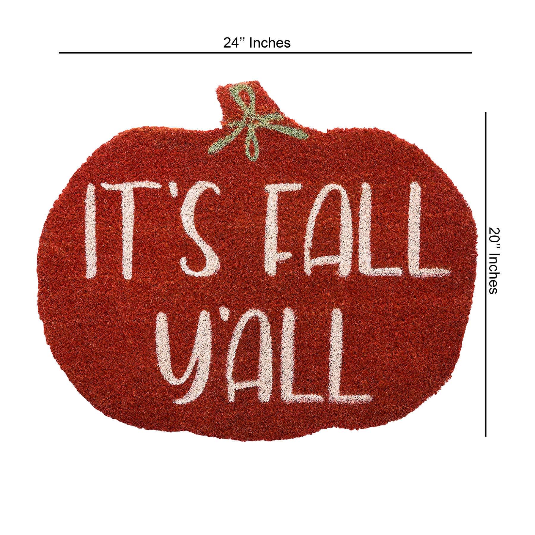 Homespun Harvest It's Fall Y'all Pumpkin Shaped Coir Mat, 18x30