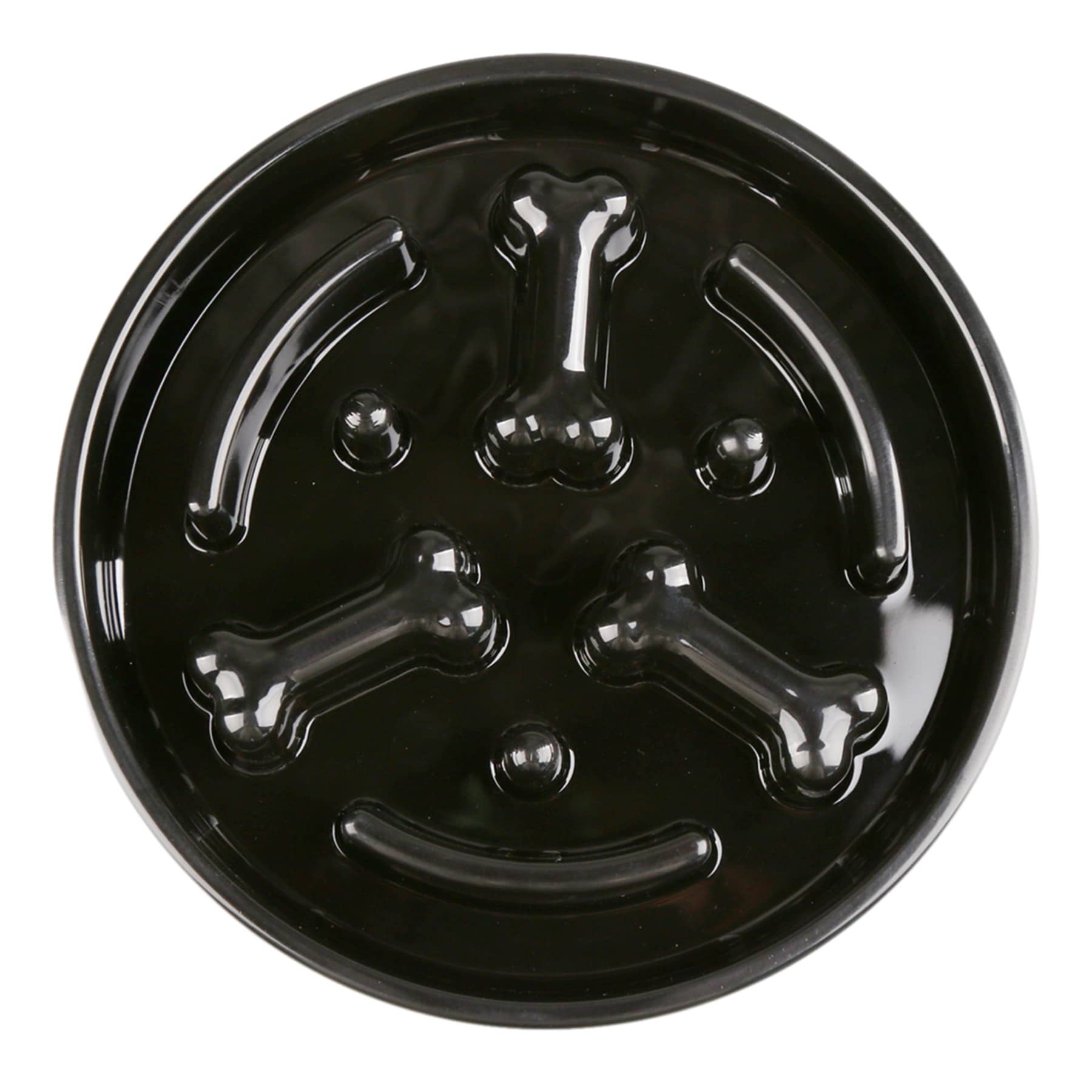 1.5-Cup Bone-Style Slow Pet Feeder, Black