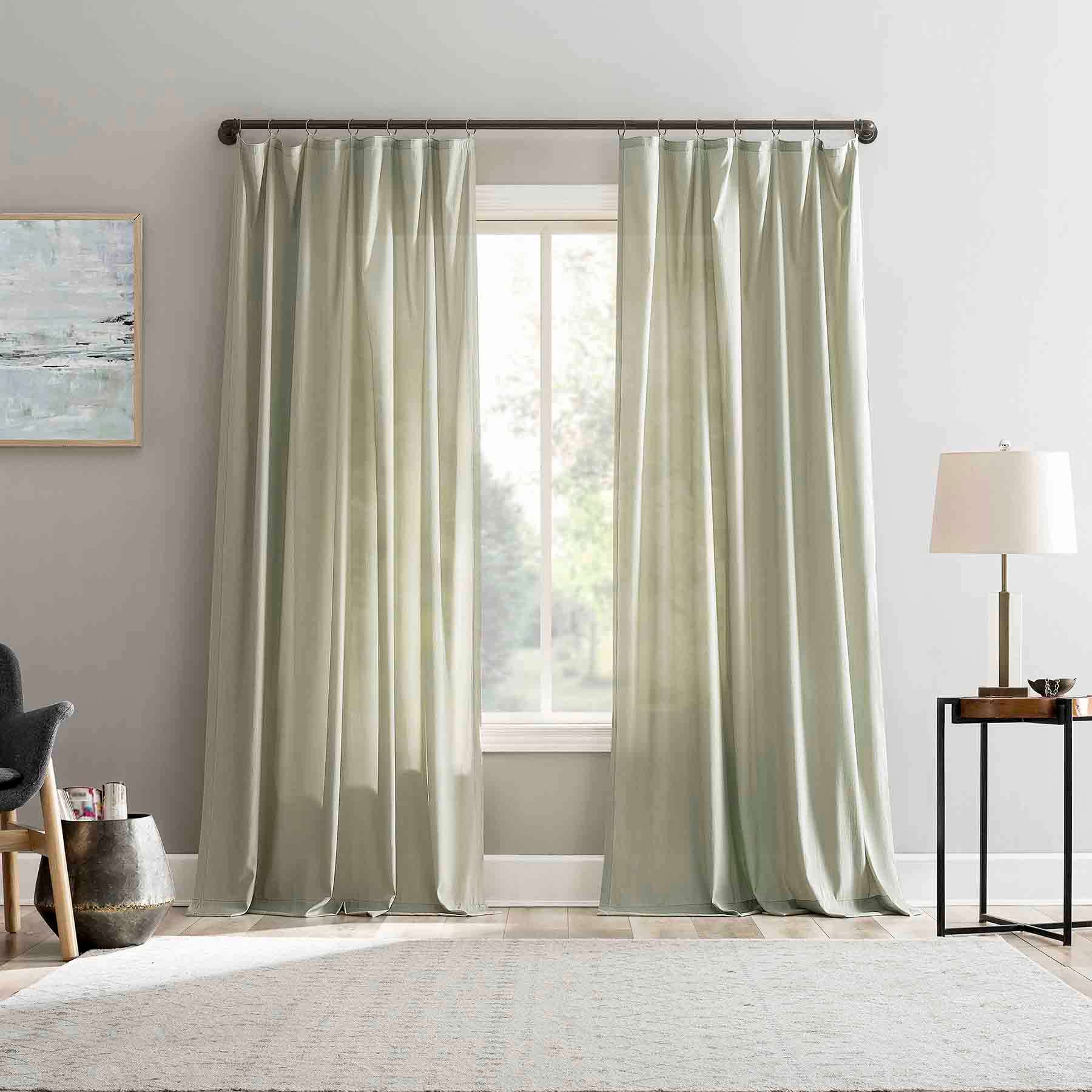 Lathan Sage Sheer Ring Top Single Curtain Panel, 84"