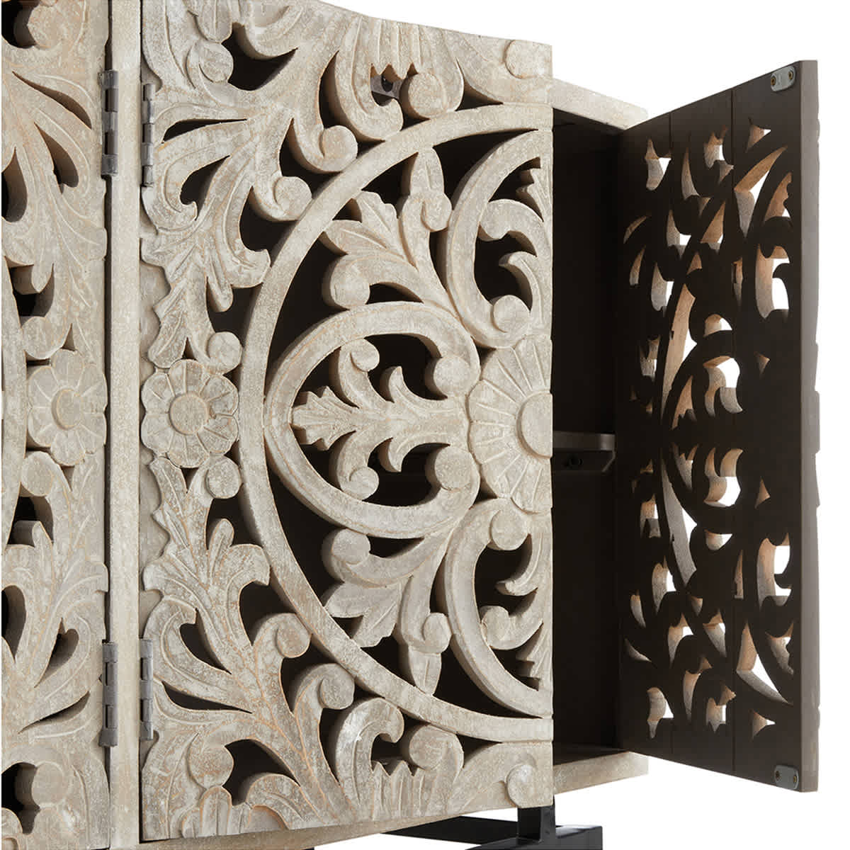 Found & Fable 4-Door Carved Sideboard, Natural