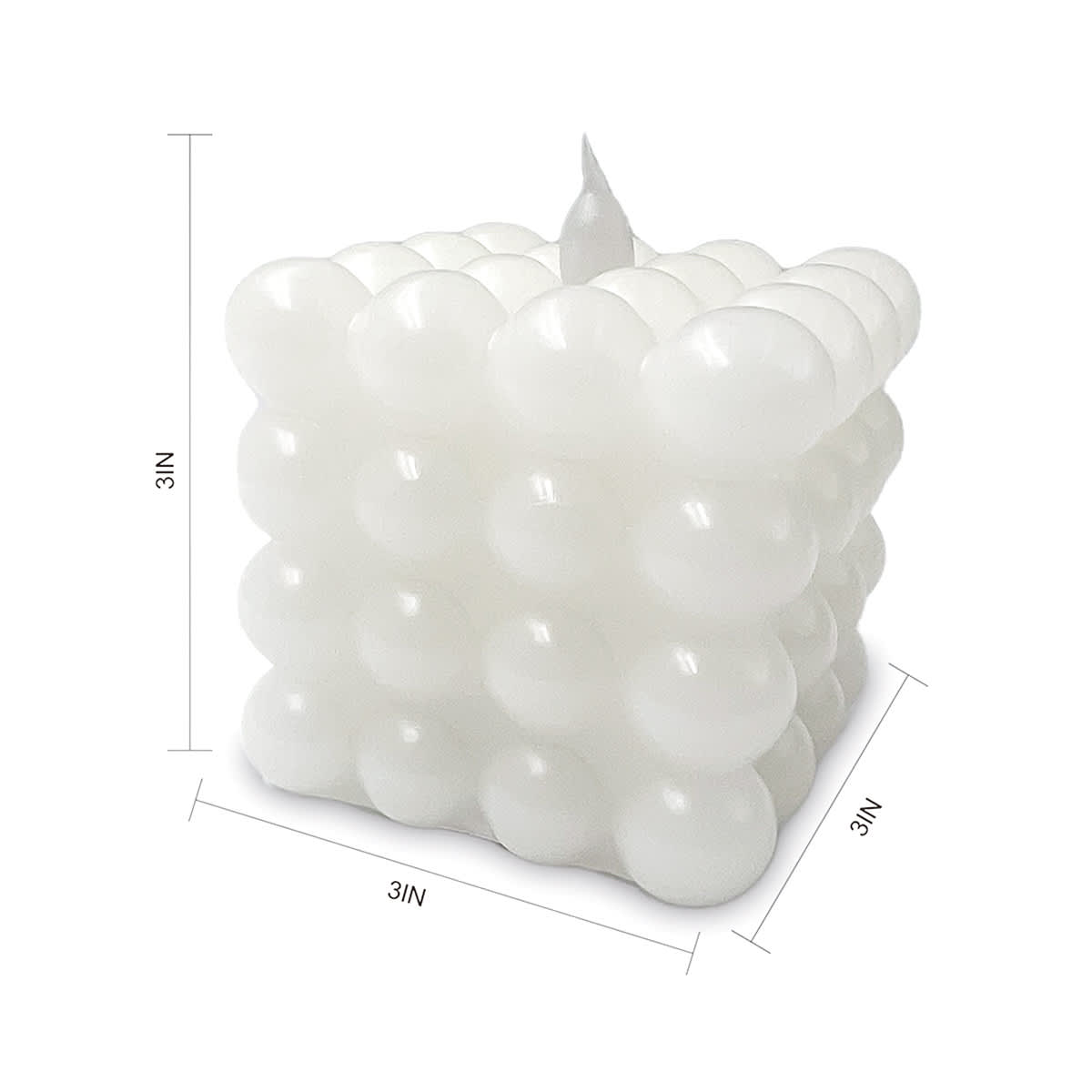 White Square LED Bubble Candle with 5-Hour Timer