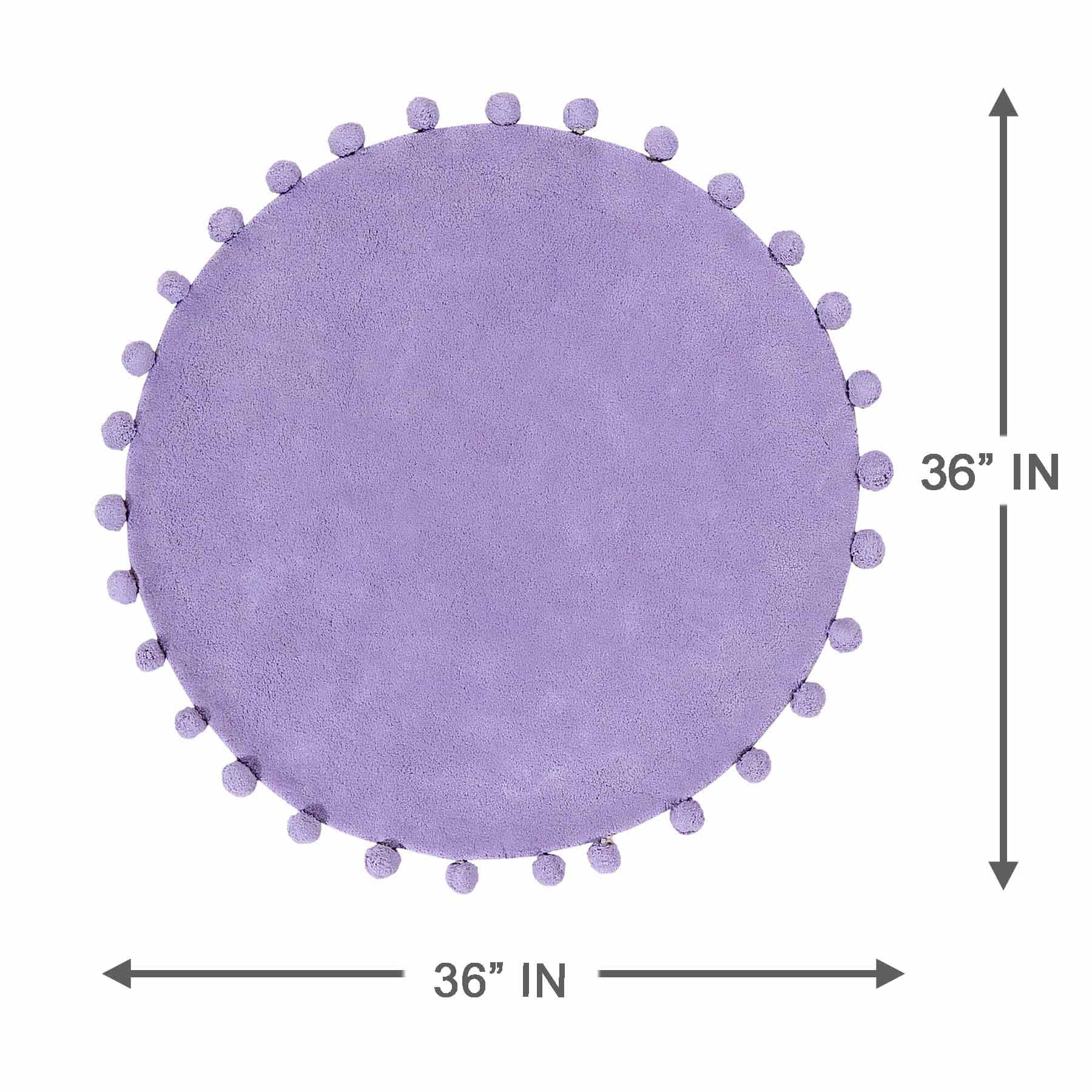 Tiny Dreamers Purple Round Pom-Pom Accent Rug, 3'