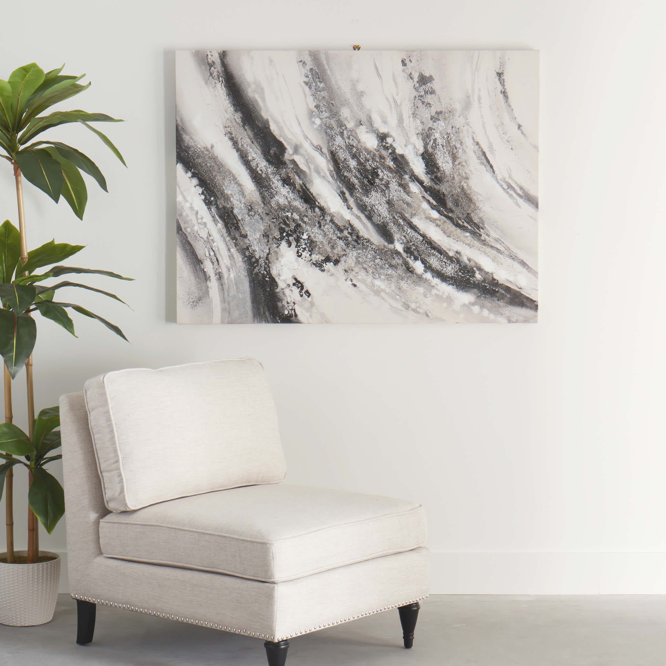 Wave Eddies Embellished Canvas Wall Art, 47x35