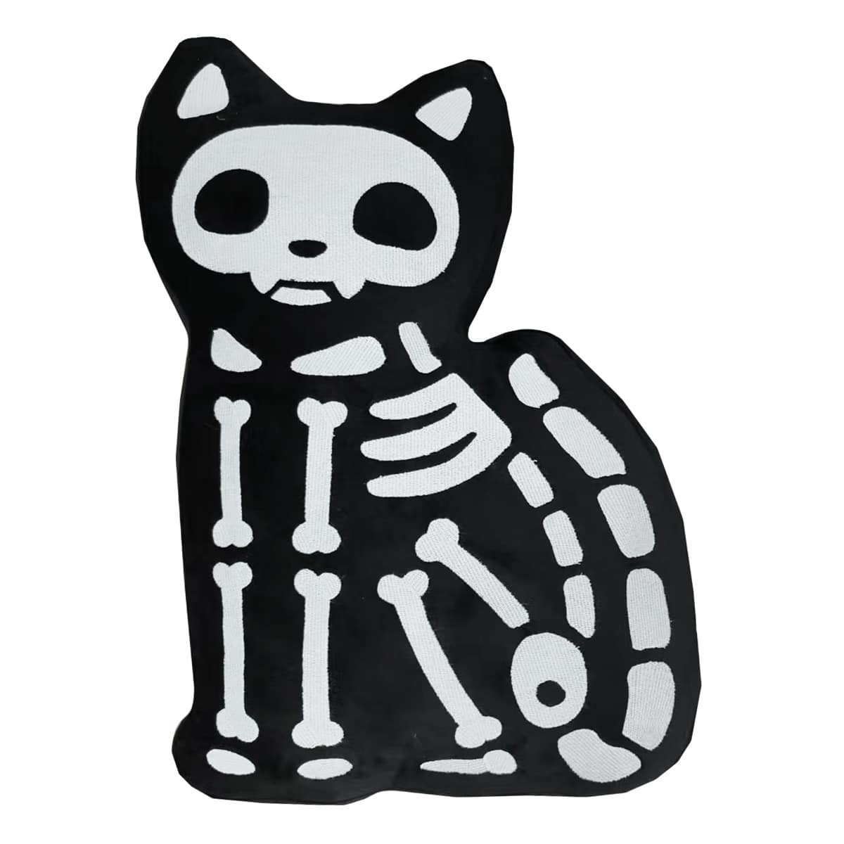 Skeleton Cat Shaped Throw Pillow, 19x11