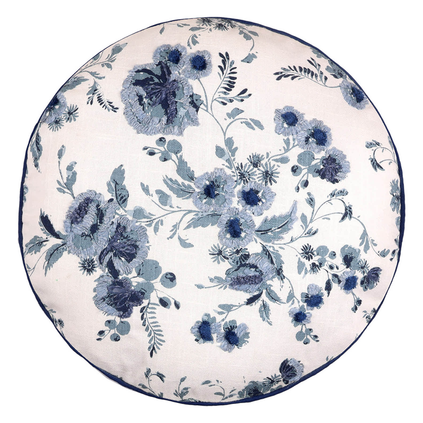 Providence Floral Embroidered Round Throw Pillow, 16"