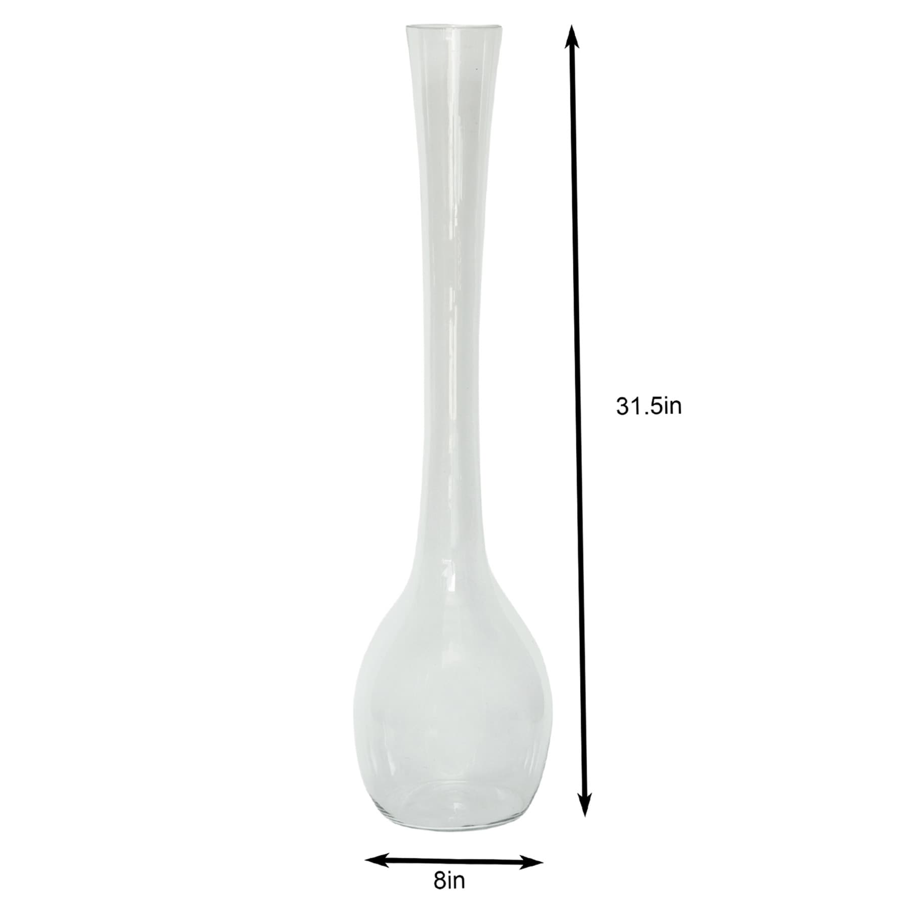 31.5In Clear Glass Sphere Base Long Stem Oversized Vase