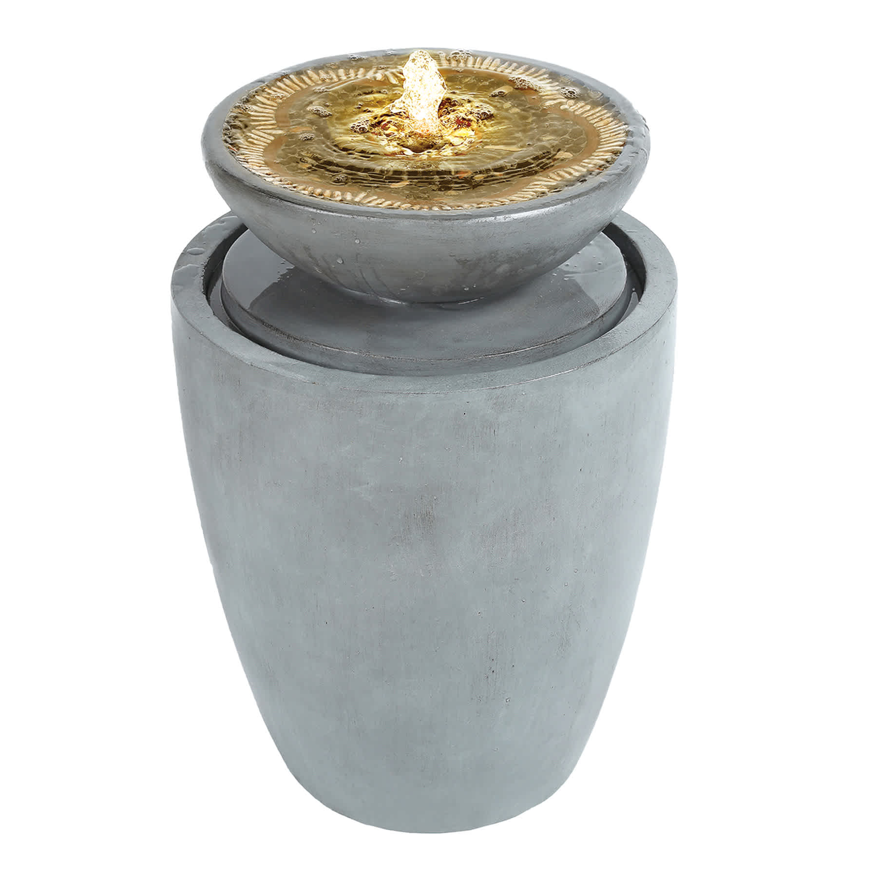 Embossed Grey Rock Outdoor Garden Fountain, 22.8"