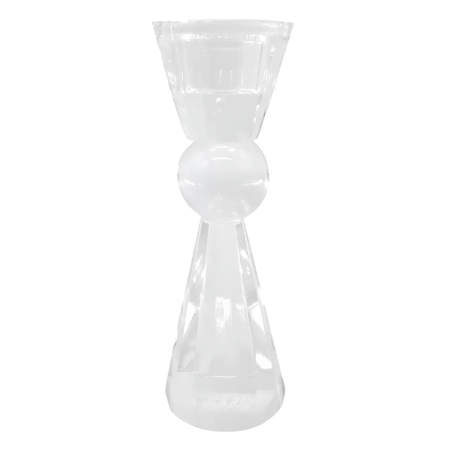 Clear Crystal Glass Taper Candle Holder, 7"