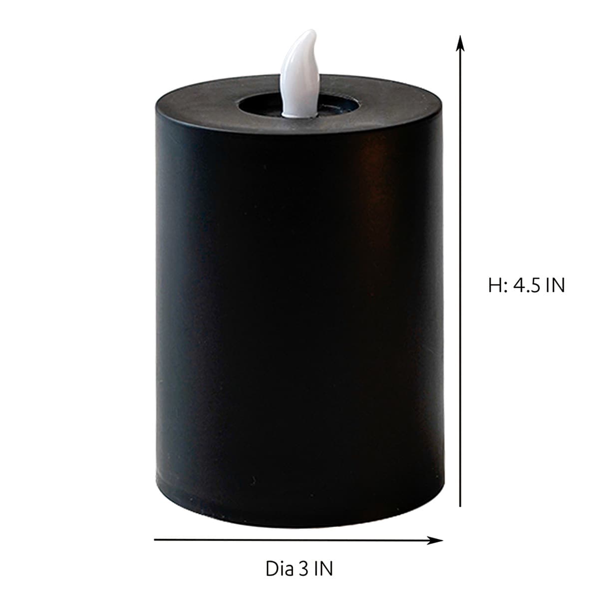 Black LED Pillar Candle with 6-Hour Timer, 3x4