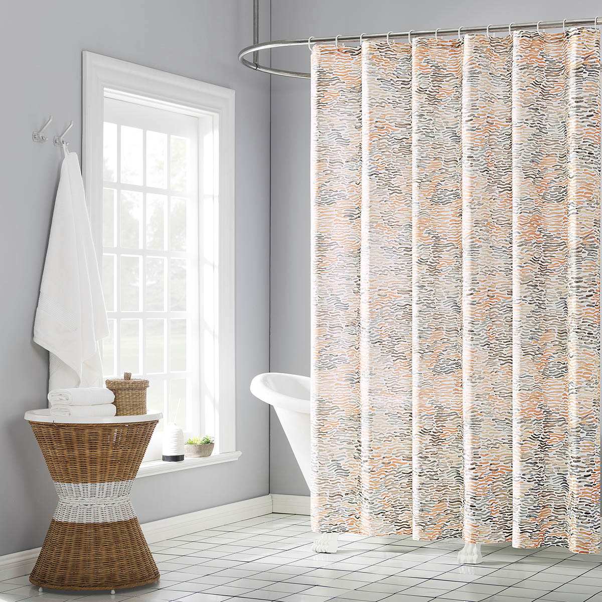 13-Piece Taupe Gila Shower Curtain Set, 72"