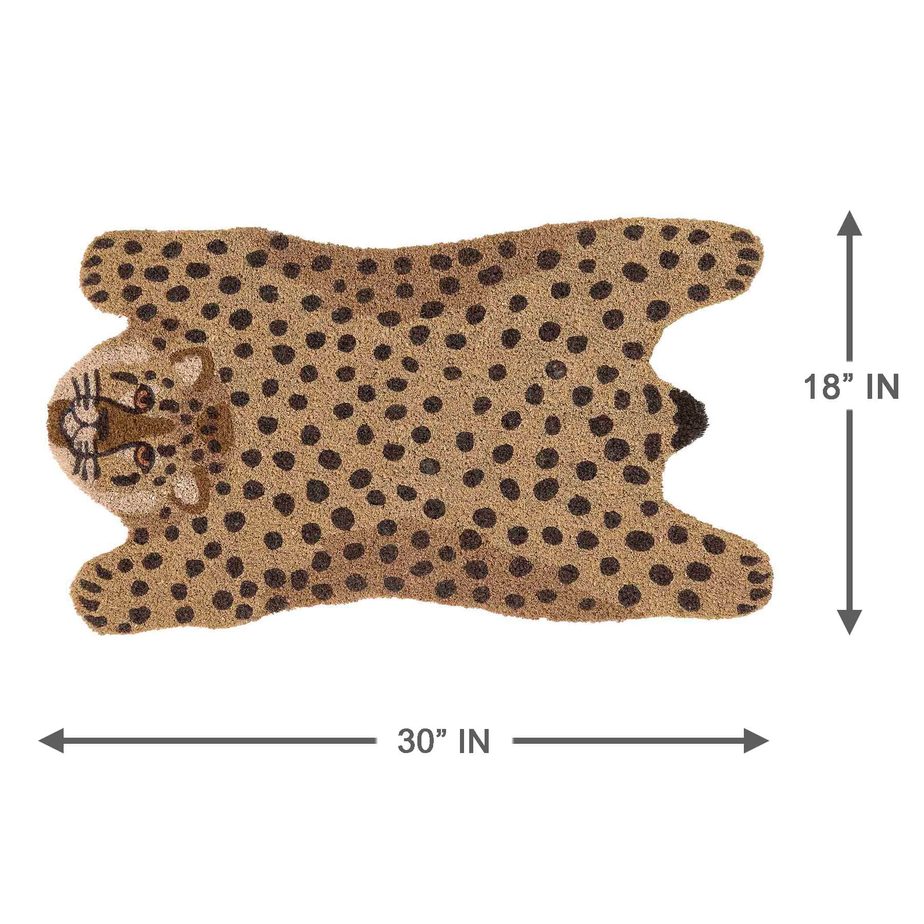 Found & Fable Cheetah Shaped Coir Mat, 18x30