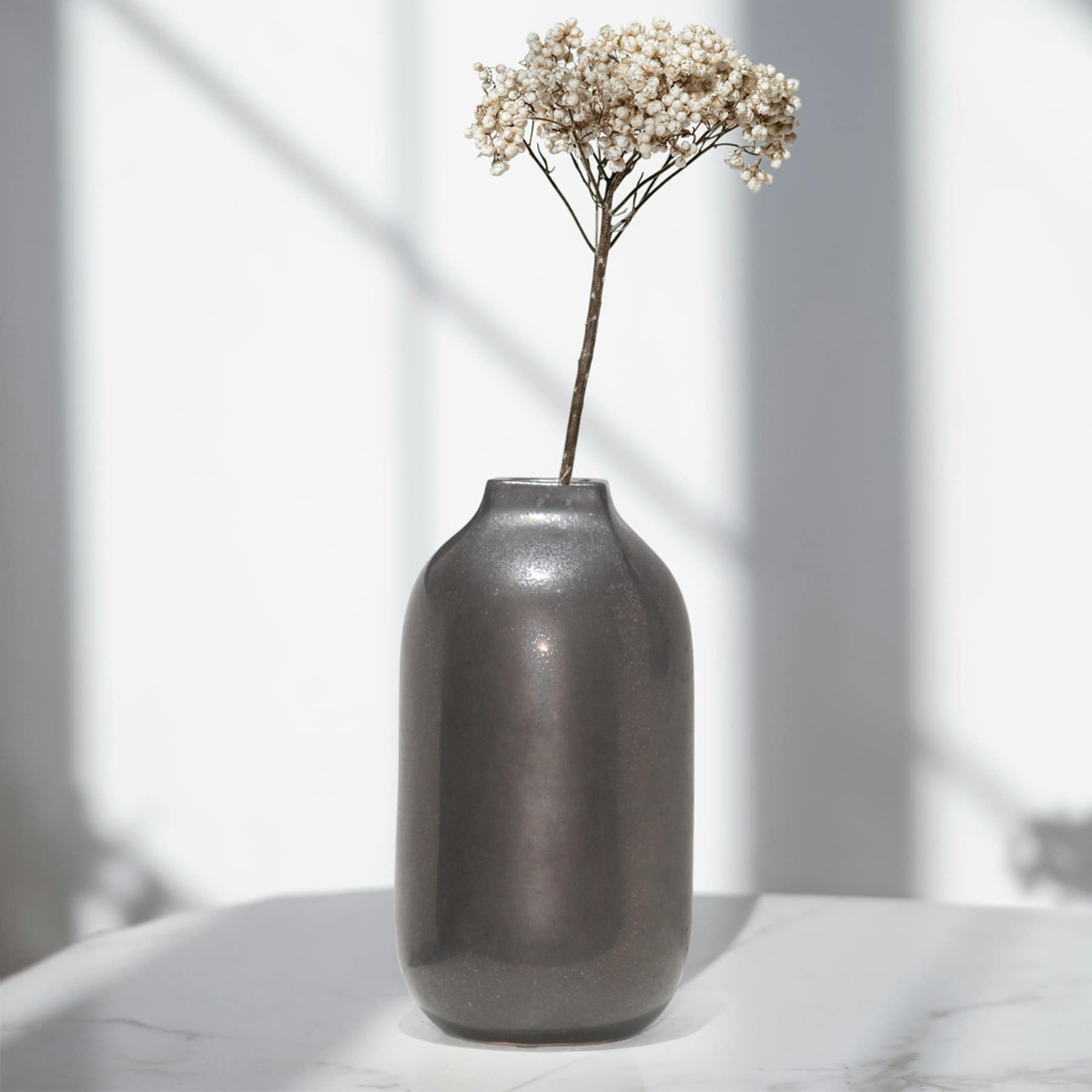 Bronze Square Mouth Ceramic Vase, 13.4"