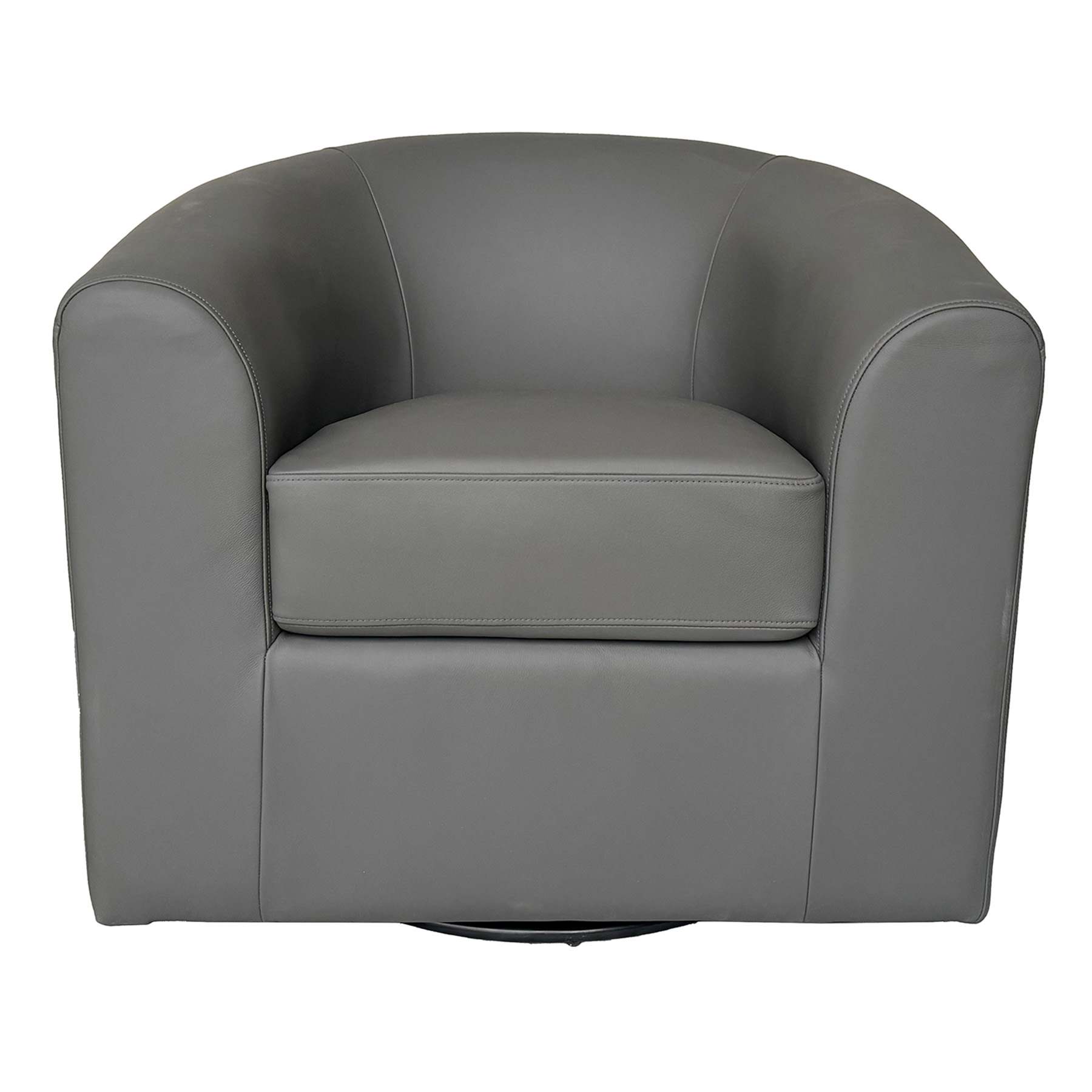 Matteo Genuine Leather Swivel Accent Chair, Charcoal