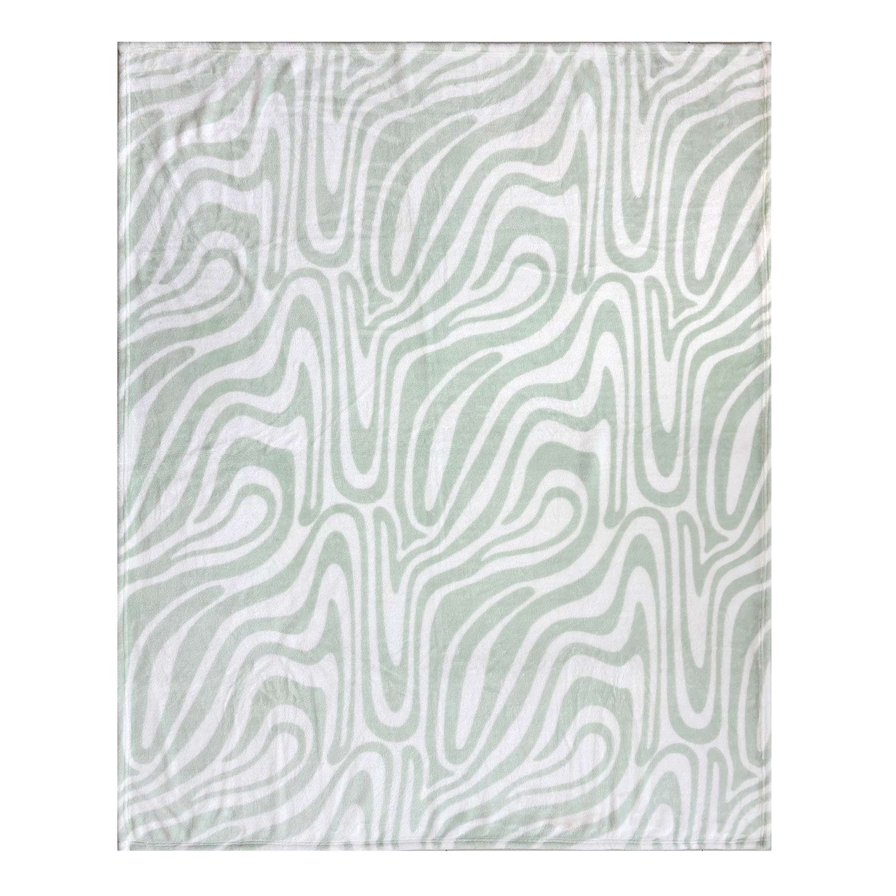 Green Groovy Print Micro Plush Throw Blanket, 50x60