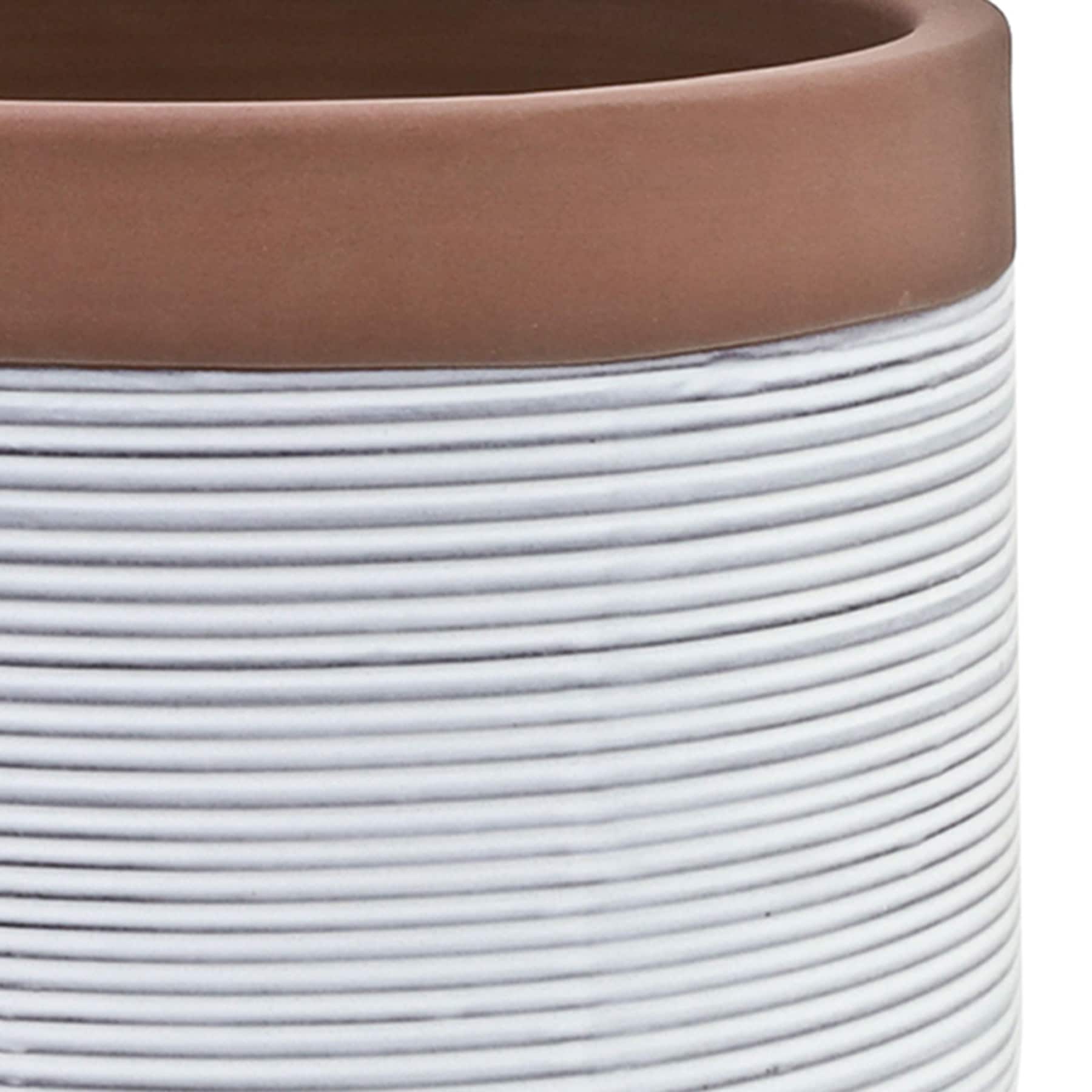 Honeybloom White Calista Ceramic Outdoor Planter, Medium