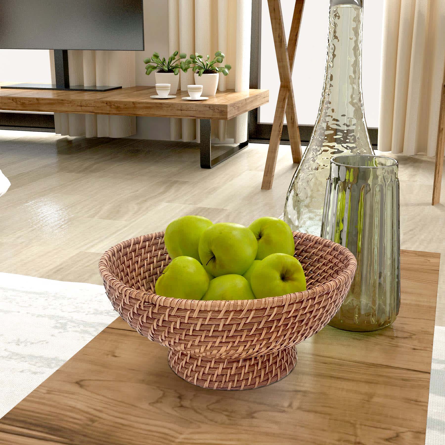 Rattan Wrapped Decorative Bowl, 11.8x5.9