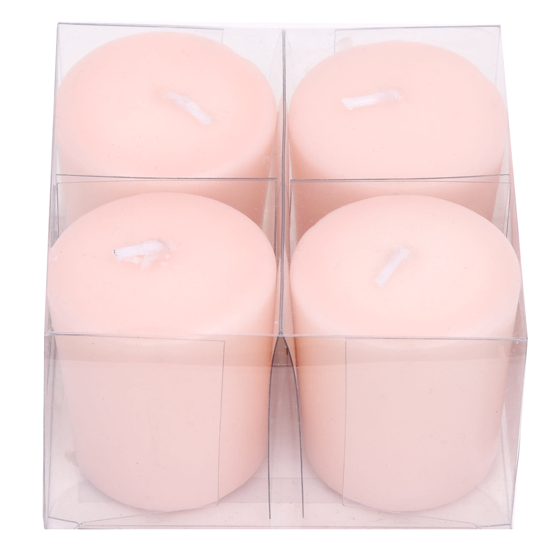 4-Pack Unscented Overdip Votive Candles, Light Pink