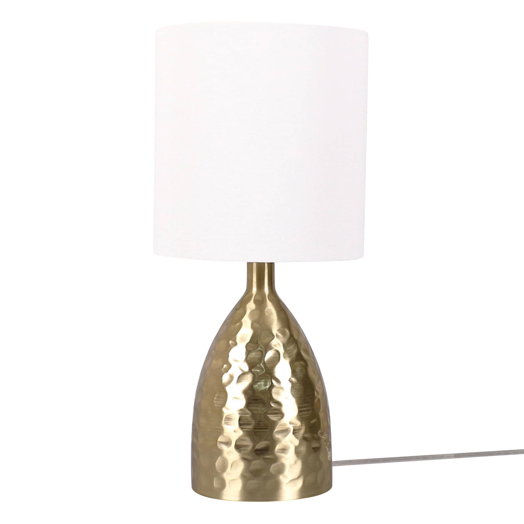 Found & Fable Brass Hammered Metal Small Table Lamp with Shade, 19.5"