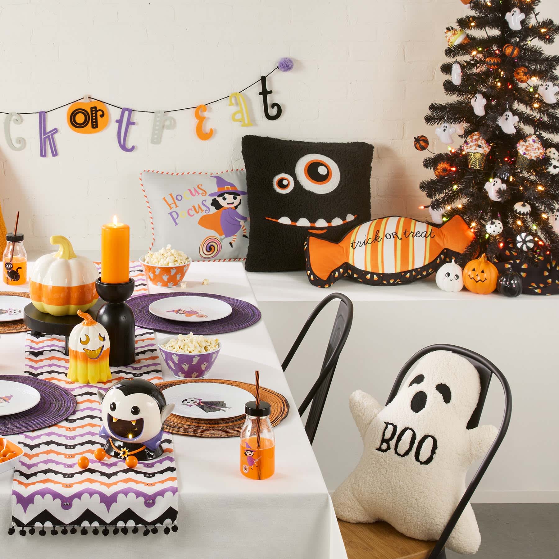 6-Count Orange, Black & White Glittered Pumpkin Scatters