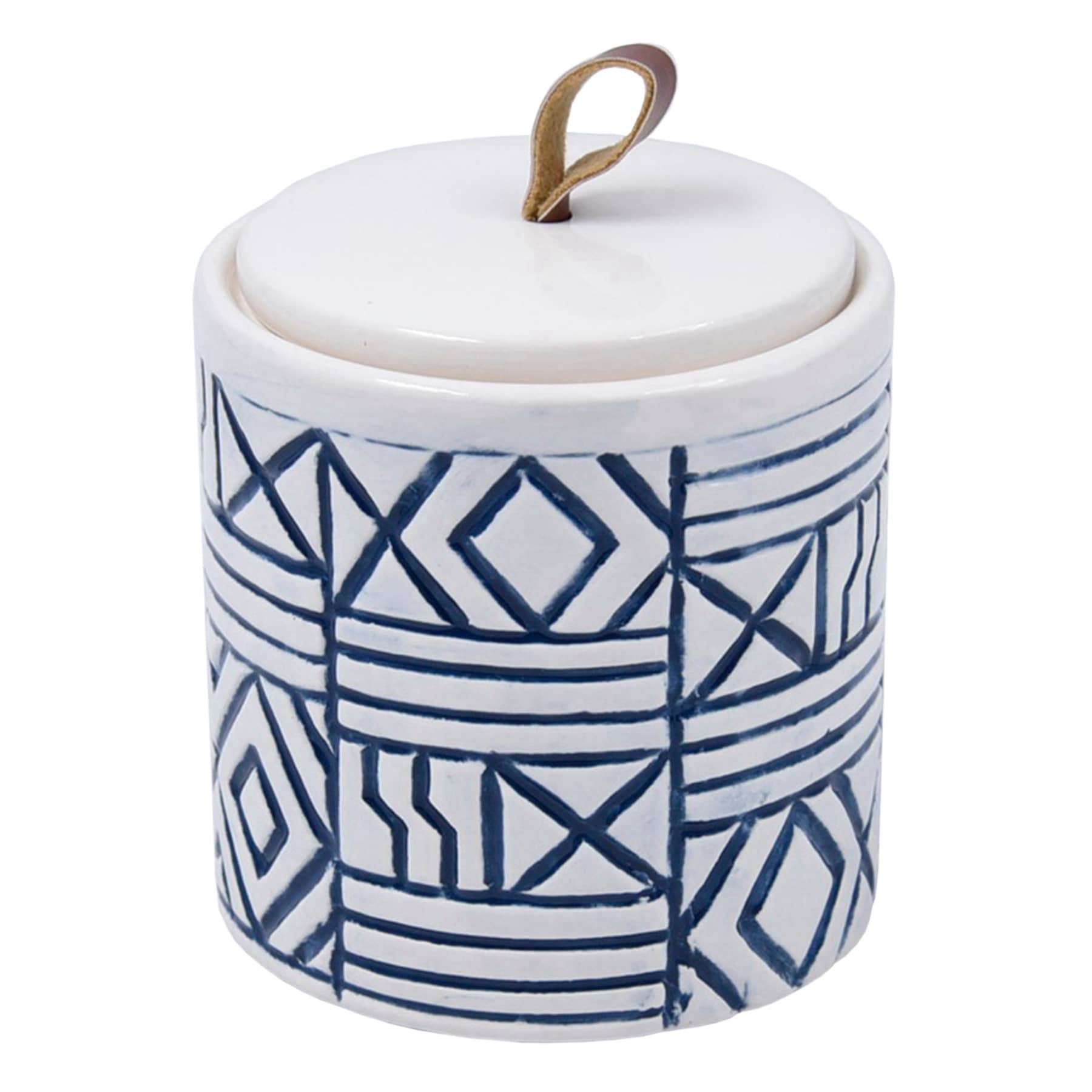 Tracey Boyd Blue Printed Ceramic Box, 4"