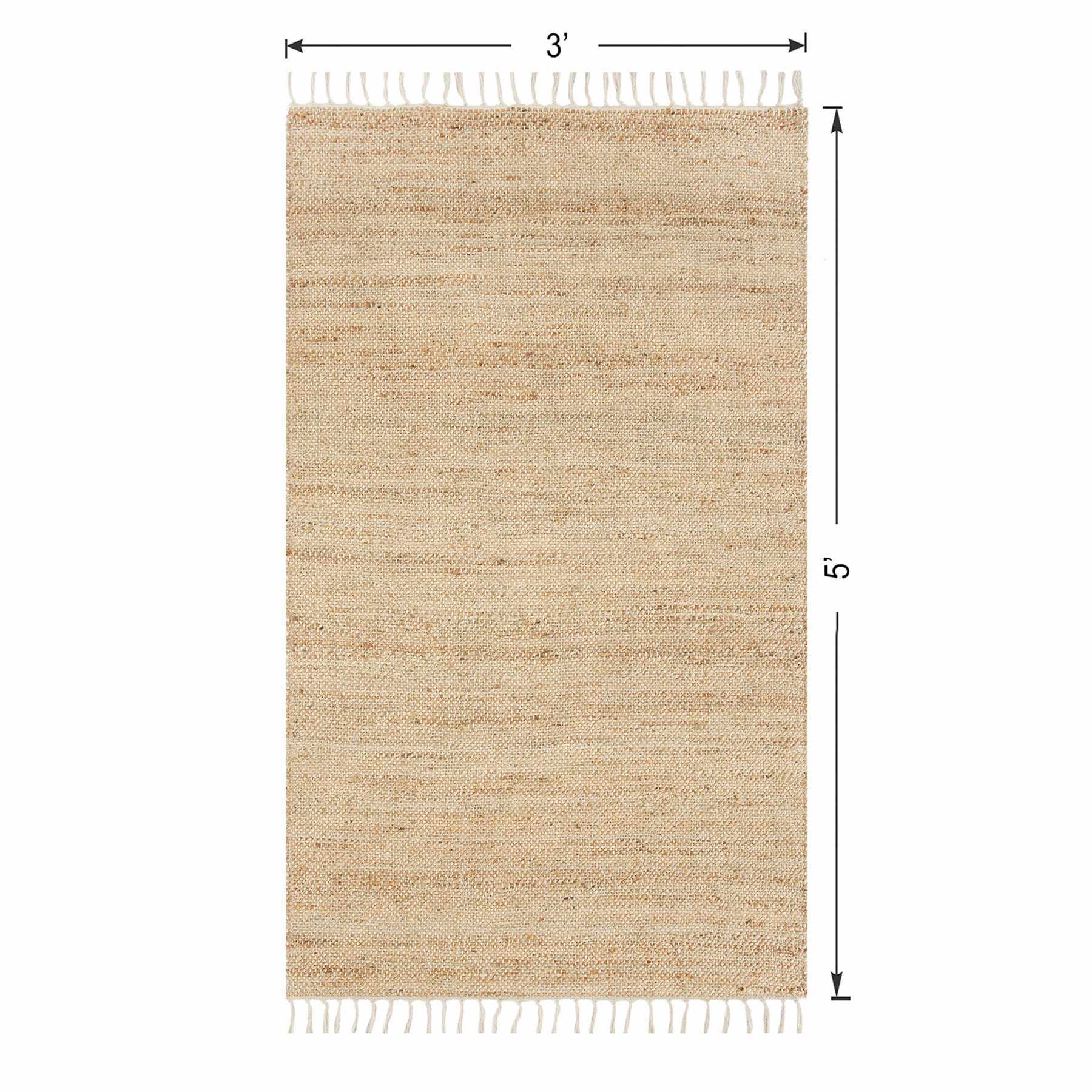 (B825) Honeybloom Lawrence Jute Fringe Accent Rug, 3x5