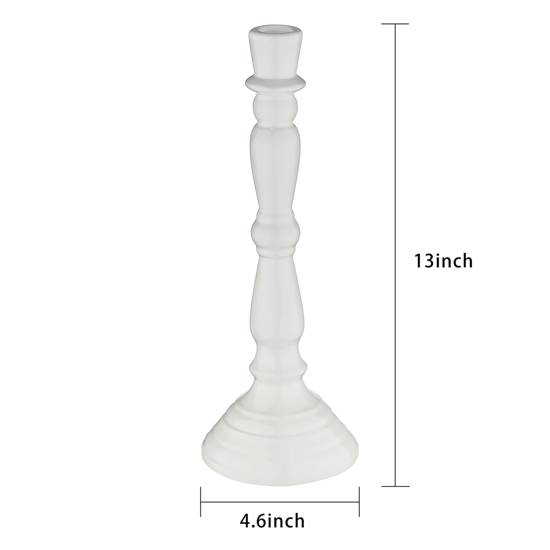 White Ceramic Taper Candle Holder, 13"