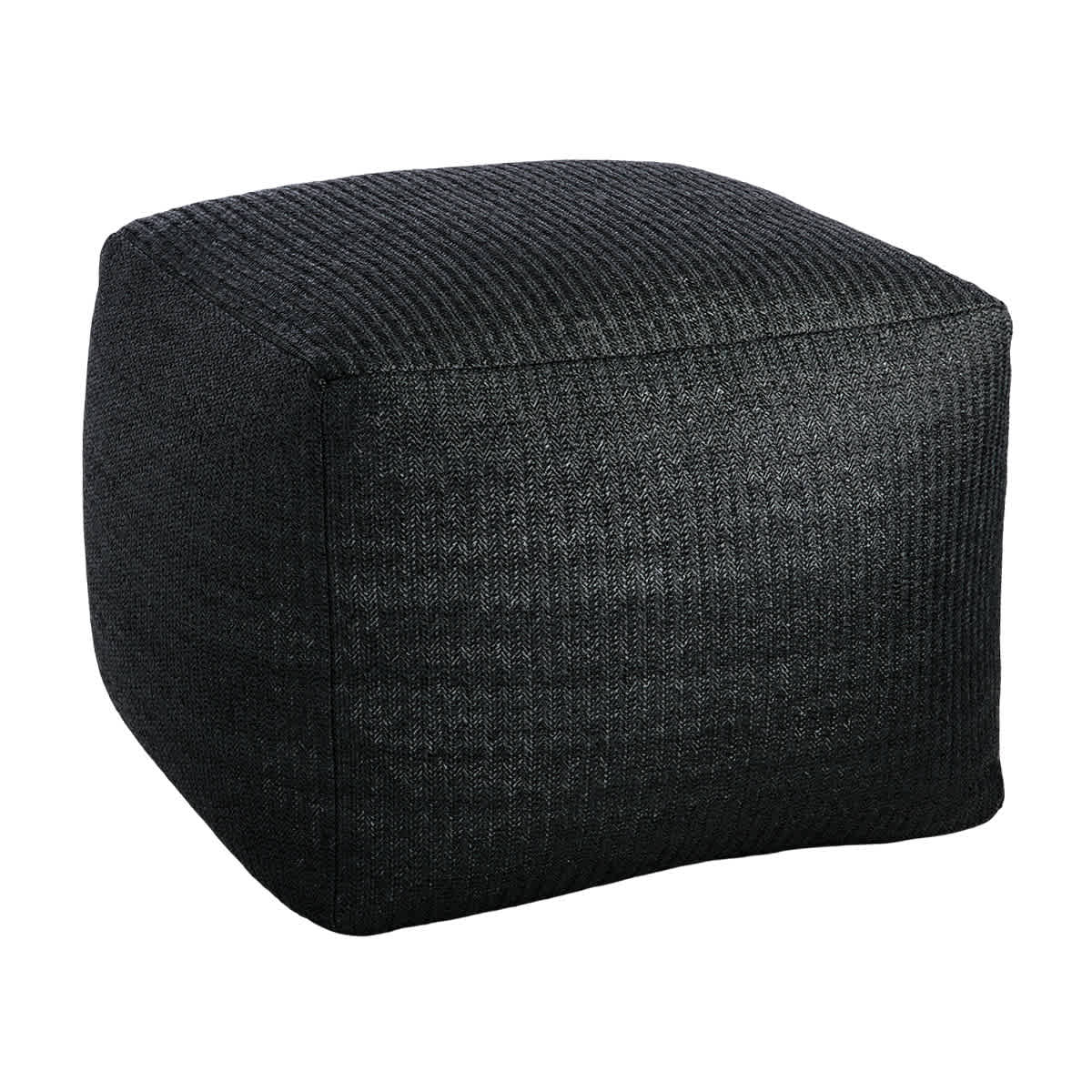 Crosby St. Black Hermosa Outdoor Pouf, 20"